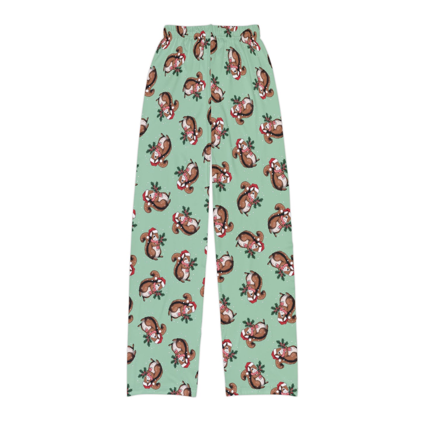 Christmas Squirrel Kid's Pajama Pants, Festive Holiday Xmas Santa Squirrels Children's Pajamas, Boys Girls Pajama Bottoms