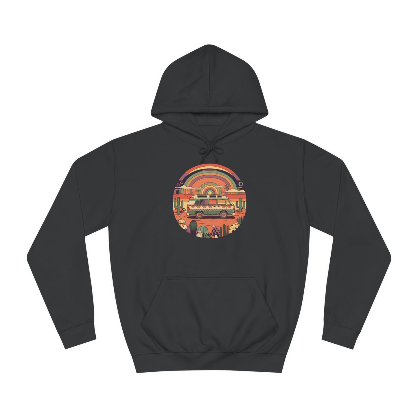 Roadtrippin' In The Desert - Trippy Vanlife Nomad Van Travel Hoodie - Unisex Mens Womens Trippy Hooded Sweatshirt