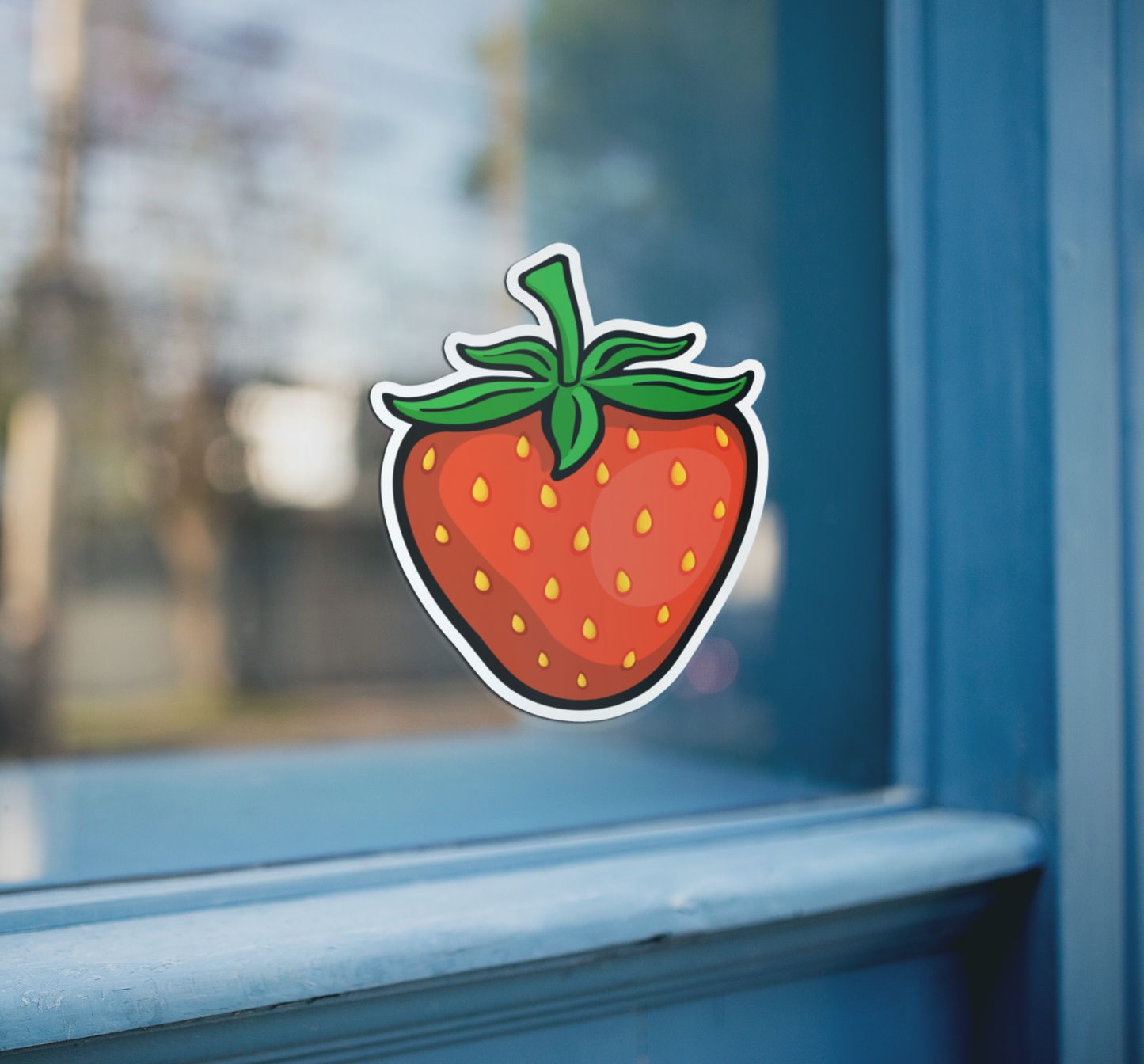 3" Juicy Strawberry Fruit Sticker - Red Strawberries Vinyl Decal Stickers, Berry Waterproof Outdoor Decals, Laptop, Car