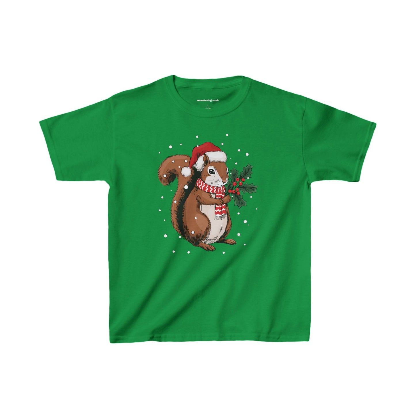 Christmas Squirrel Kids T-shirt, Festive Holiday Xmas Santa Squirrels Children's Tee, Cute Snowy Winter Animal Clothes For Youth Boys Girls