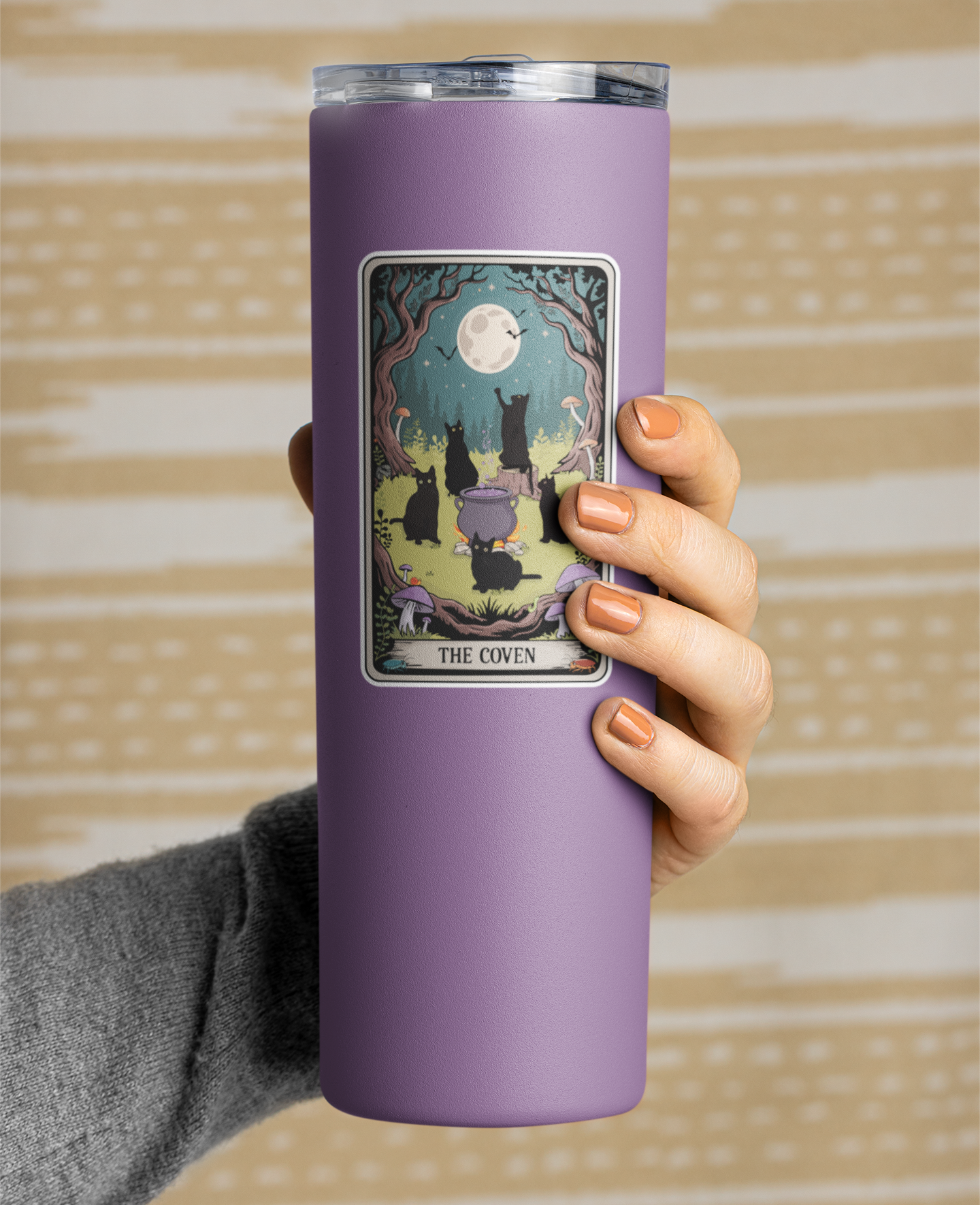 The Coven Witchy Black Cats Tarot Card Sticker - 3.5" Halloween Vinyl Decal Stickers Goth Cat Tarot Cards Design Waterproof Decals