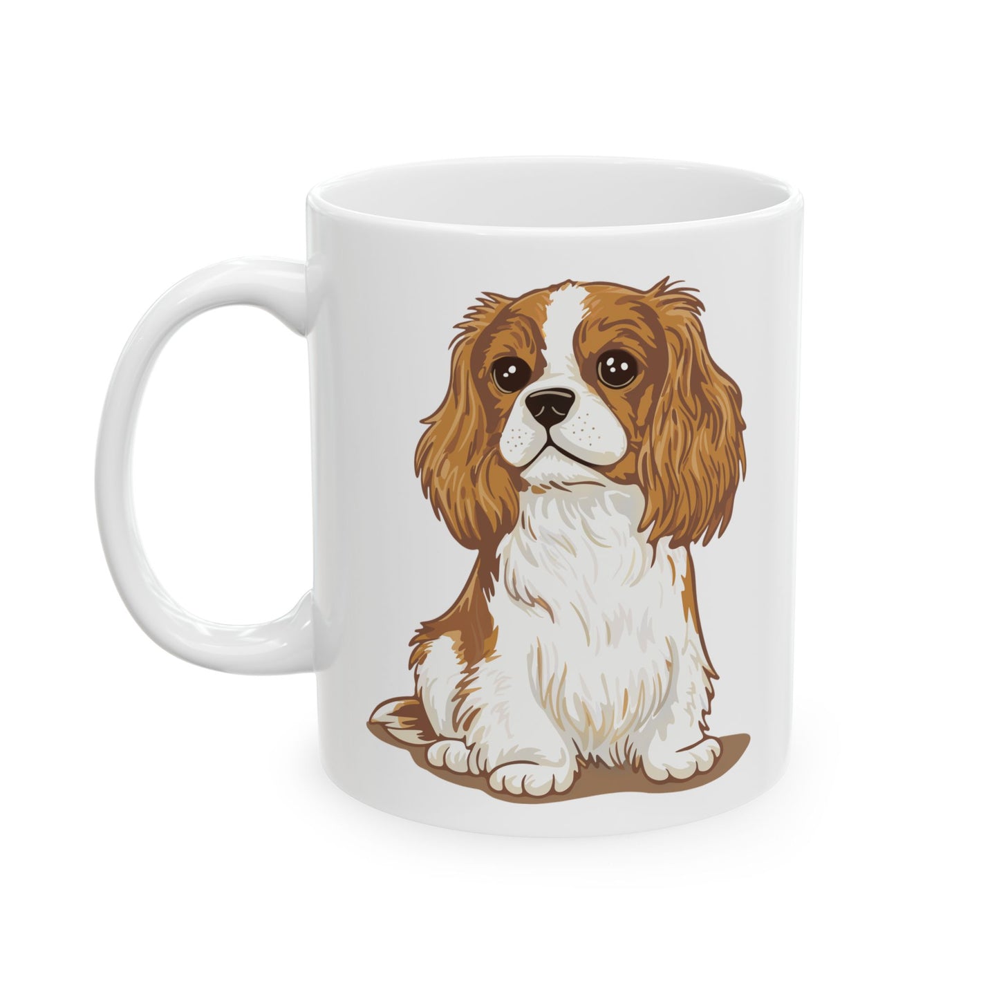 Blenheim Cavalier King Charles Spaniel Dog White Ceramic Mug 11oz with Pet Dogs Cavaliers Puppy Print Coffee Mugs Gifts