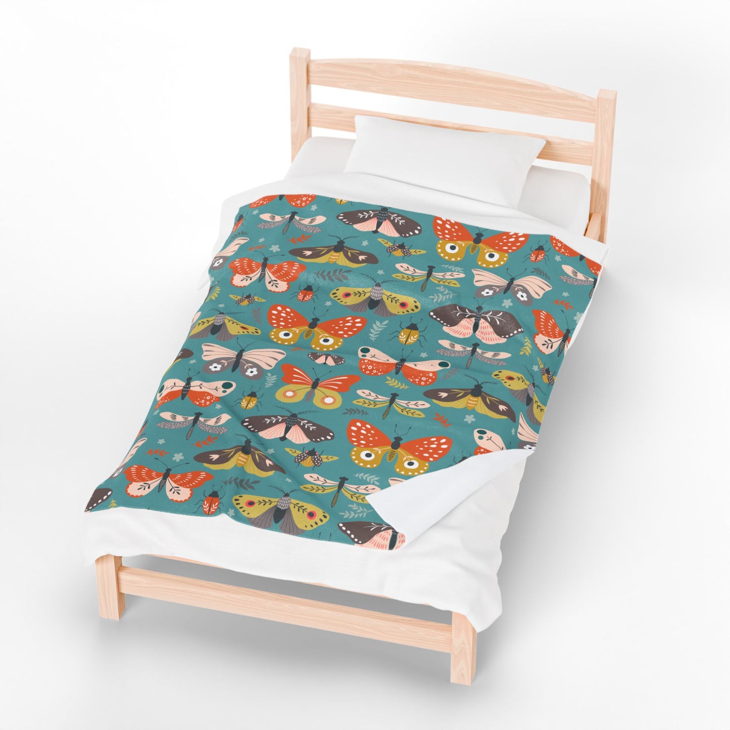 Flutter Frolic Moth, Butterfly, Dragonfly, Bugs Velveteen Plush Blanket, Thow Blankets Bedding Home Bedroom Decor