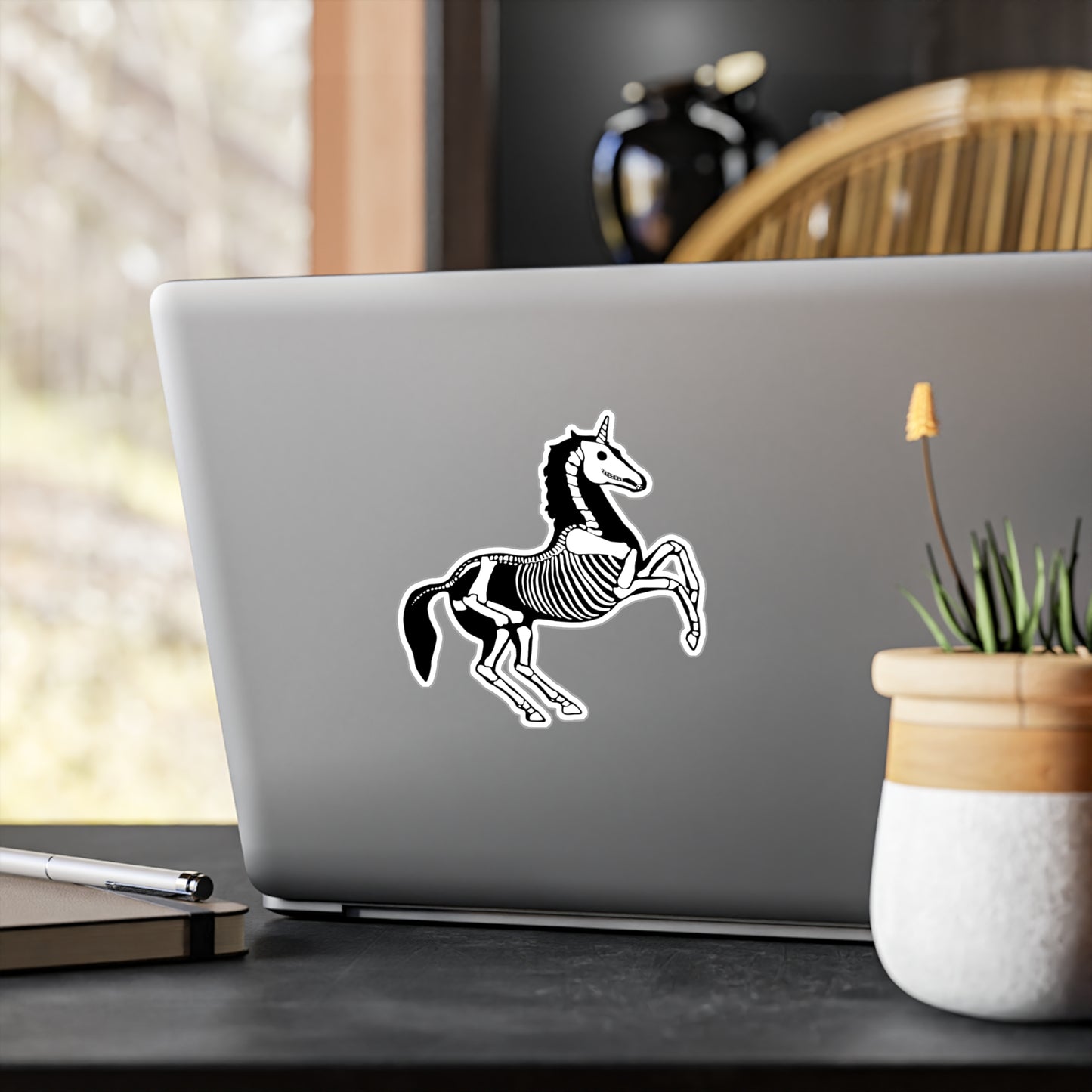 Unicorn Skeleton Vinyl Sticker Kiss-Cut Vinyl Decals Waterproof UV Resistant Goth Unicorn Skeleton Stickers