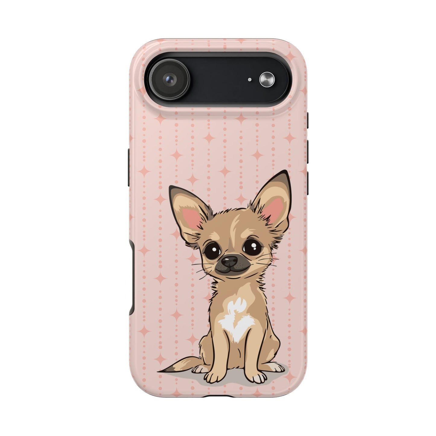 Tan Chihuahua Puppy Dog Phone Case, Tough Phone Cases Pet Dogs Retro Pink Pattern