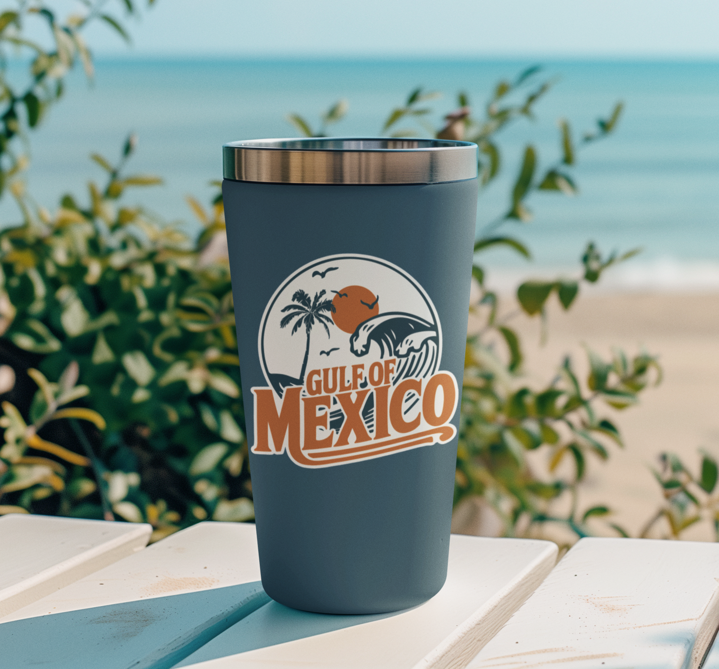 3.5" Gulf Of Mexico Retro Travel Sticker - Waterproof, Fade-Resistant Decal Stickers Vacation Destination Gulf Of Mexico Nostalgia
