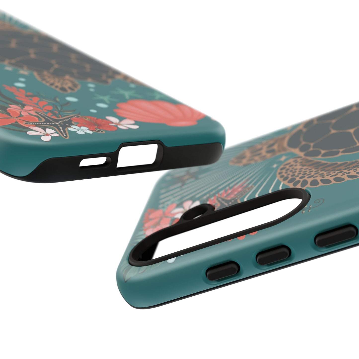 Sea Turtle Illustration Phone Case | Ocean Turtles Coral Floral Pattern Cell Phone Cases - Iphone, Google Pixel, Samsung - Matte Finish