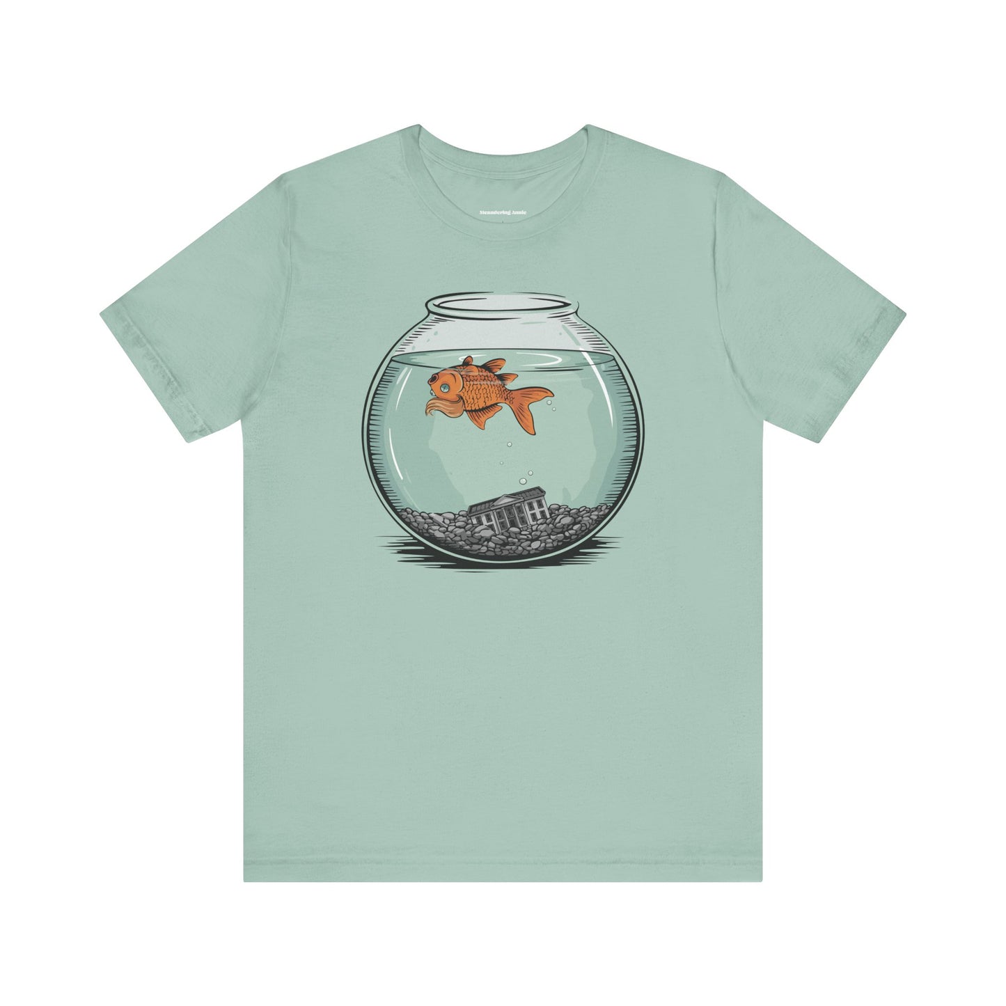 Dead Goldfish In A Fishbowl T-shirt, Funny Politics Tee, Leftist Liberal Political Humor Shirts, Orange Fish Floating in Tank Unisex Top