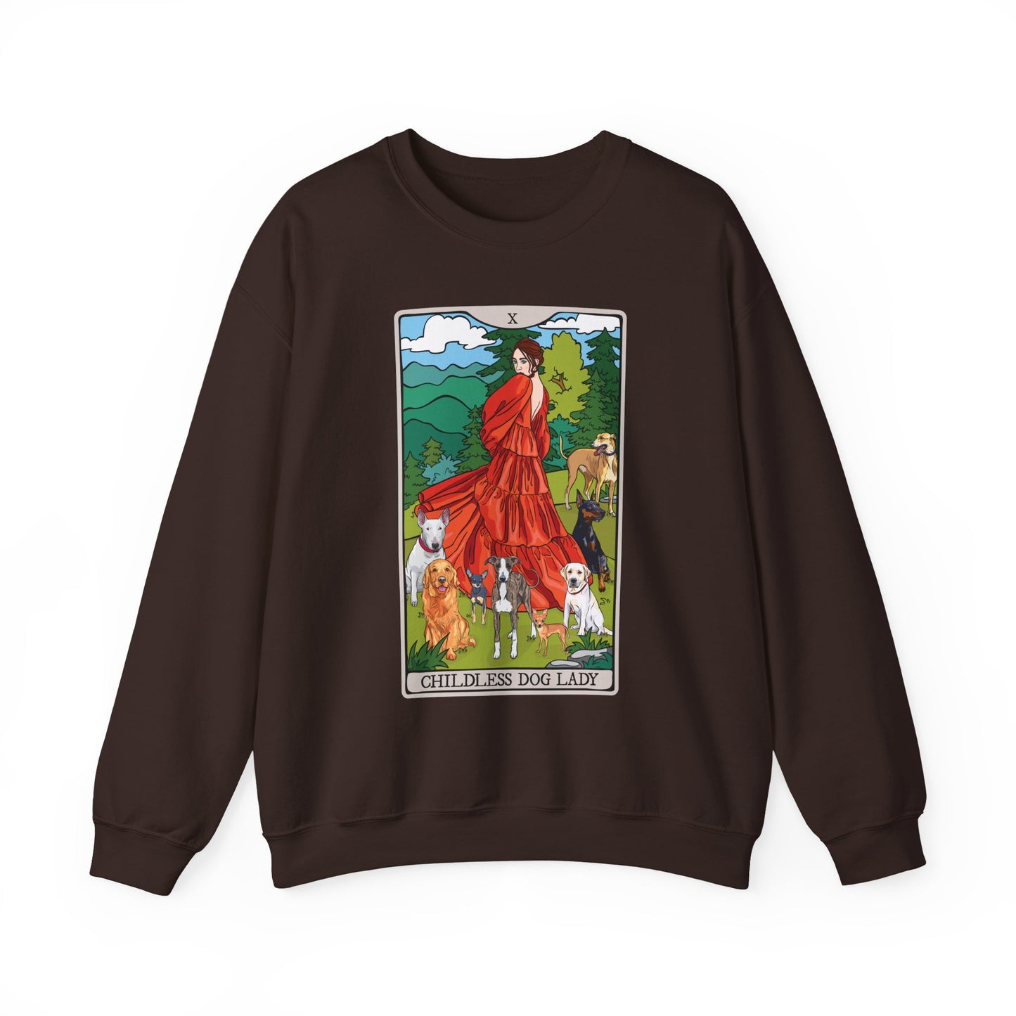 Childless Dog Lady Tarot Card Sweatshirt, Childless Women's Crewneck Sweater, Witchy Dog Lover Long Sleeve Shirt