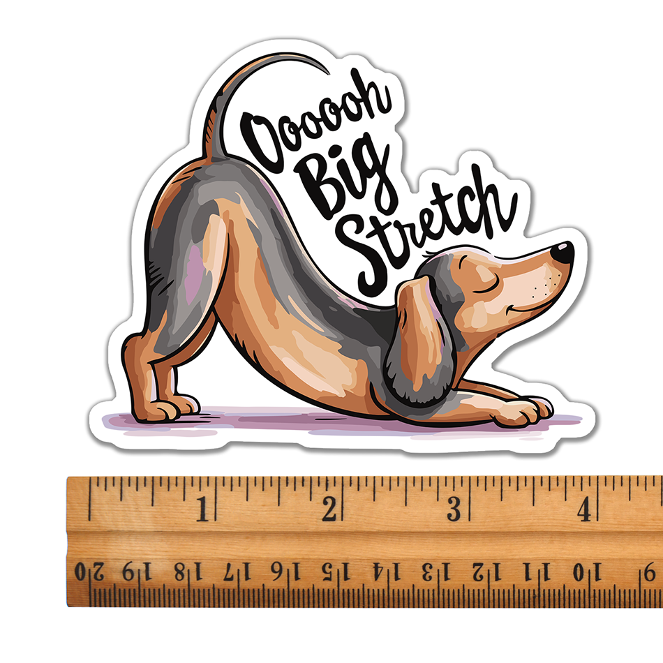 4" Big Stretch Dachshund Sticker - Funny Downward Dog Yoga Wiener Dogs Waterproof Vinyl Decal Stickers