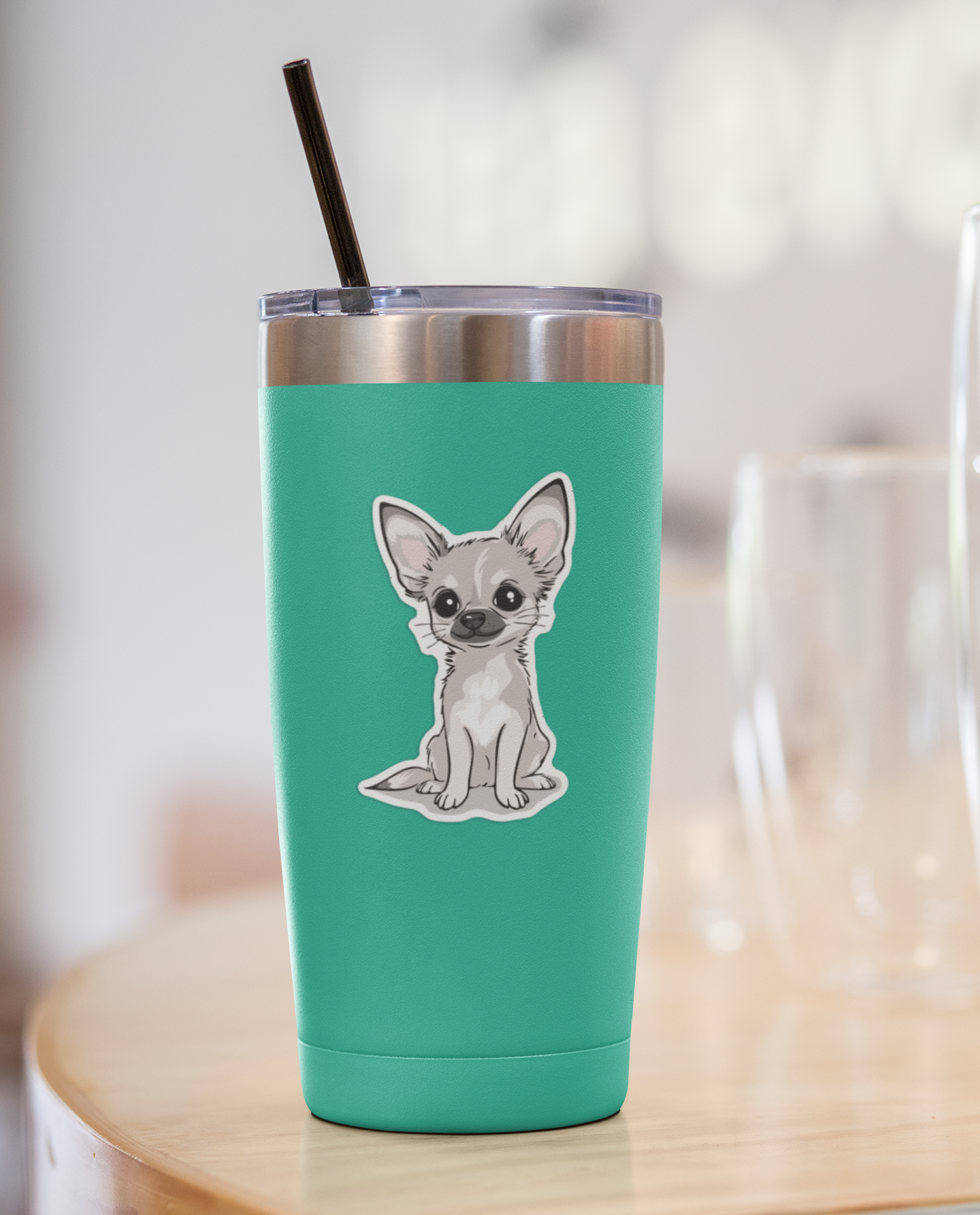 3.5" White Chihuahua Puppy Dog Sticker - Waterproof, Fade-Resistant Vinyl Decal Stickers Short Coat Chihuahuas Dogs