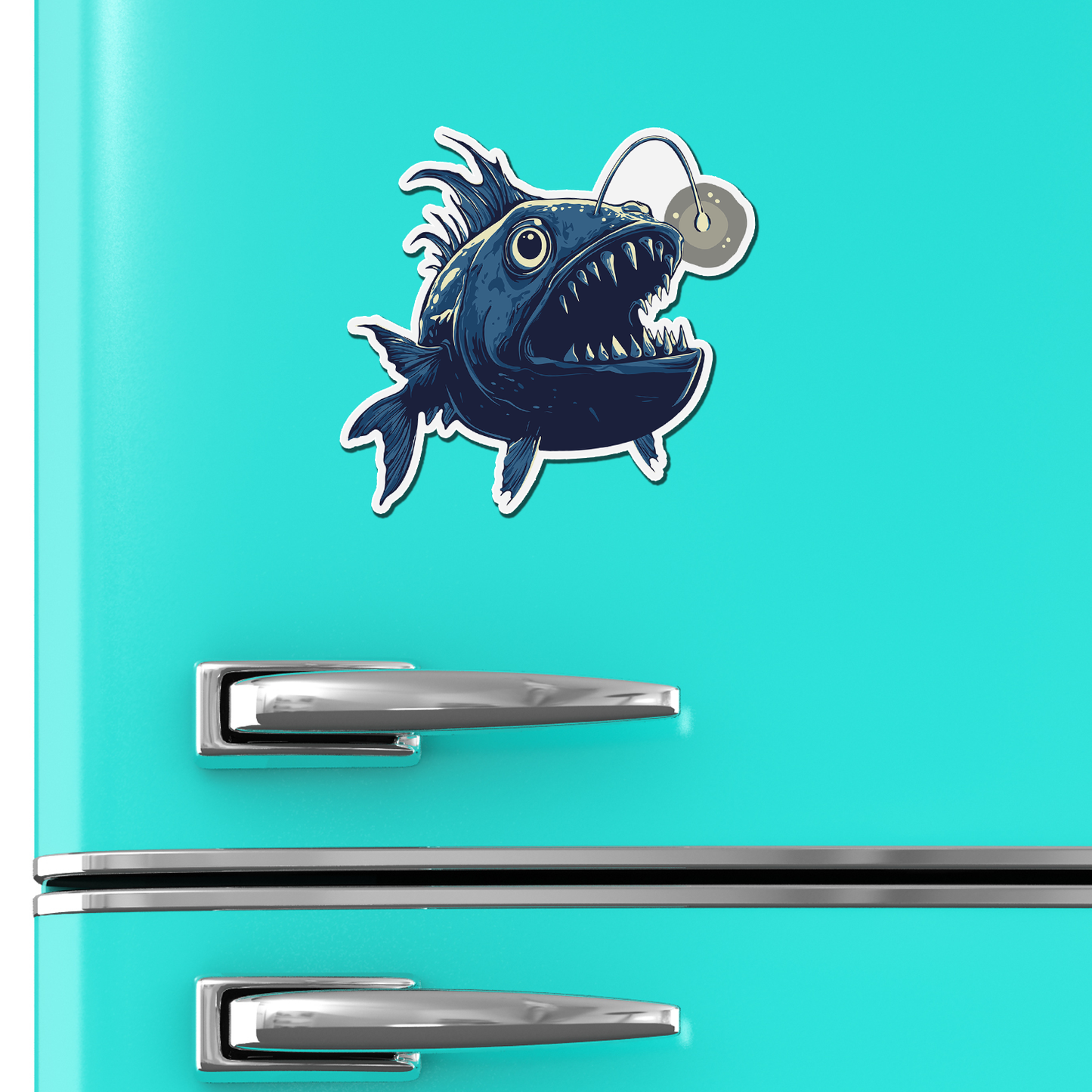 Deep Sea Anglerfish Magnet - 4" Nautical Angler Fish Vinyl Fridge Car Magnets Indoor Outdoor Ocean Creatures