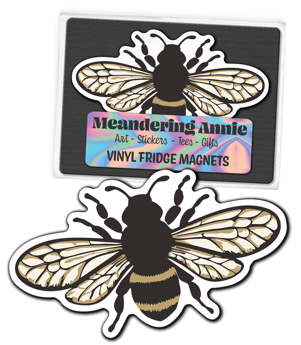 Bee Magnet - 3" Honey Bees Insect Bugs Vinyl Fridge Magnets Indoor Outdoor Bumblebee Bug