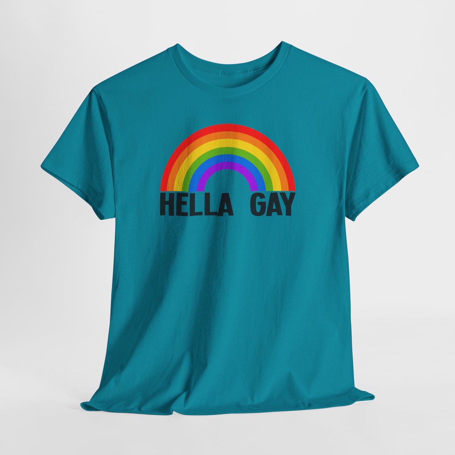Hella Gay Rainbow Pride T-shirt Unisex Heavy Cotton Tee LGBTQIA+ Mens Womens Cotton Tee