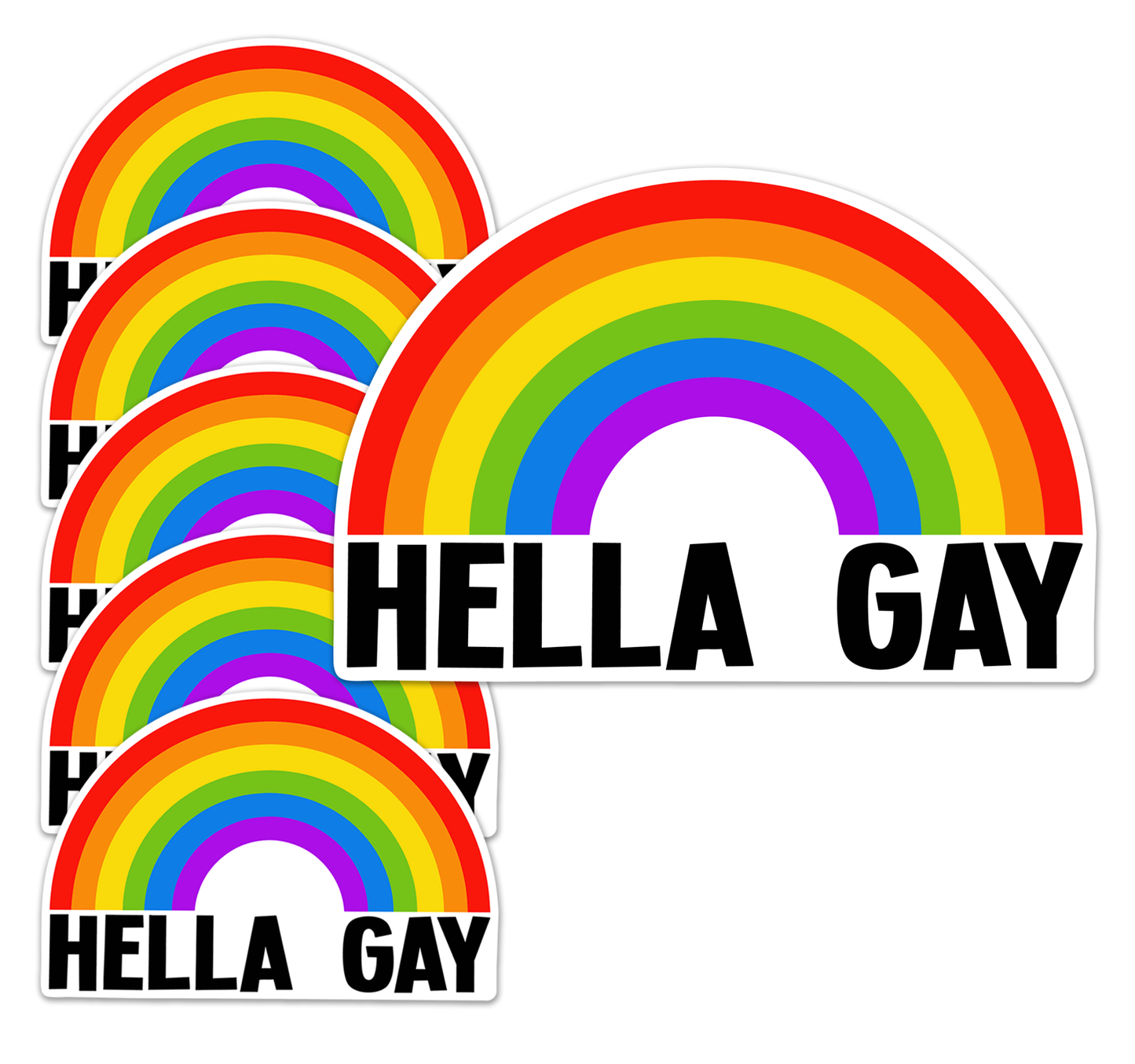 Hella Gay Rainbow Vinyl Sticker - 3" Pride Month Rainbows LGBTQIA+ Decals for Equal Rights, Activism, Waterproof Outdoor Stickers