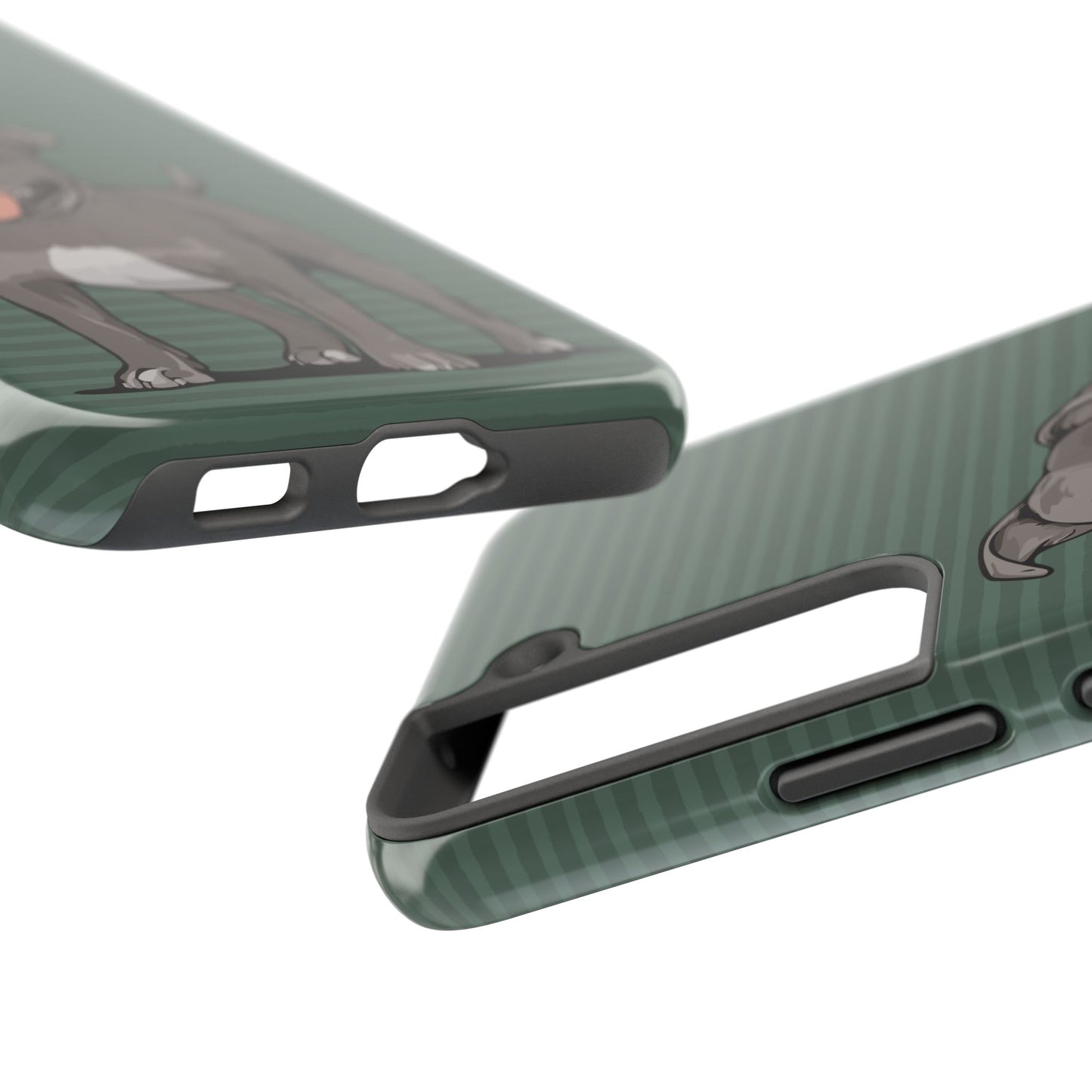 Gray Pit Bull Terrier Dog Phone Case, Tough Phone Cases Pet Pitbull Dogs Green Stripe Pattern