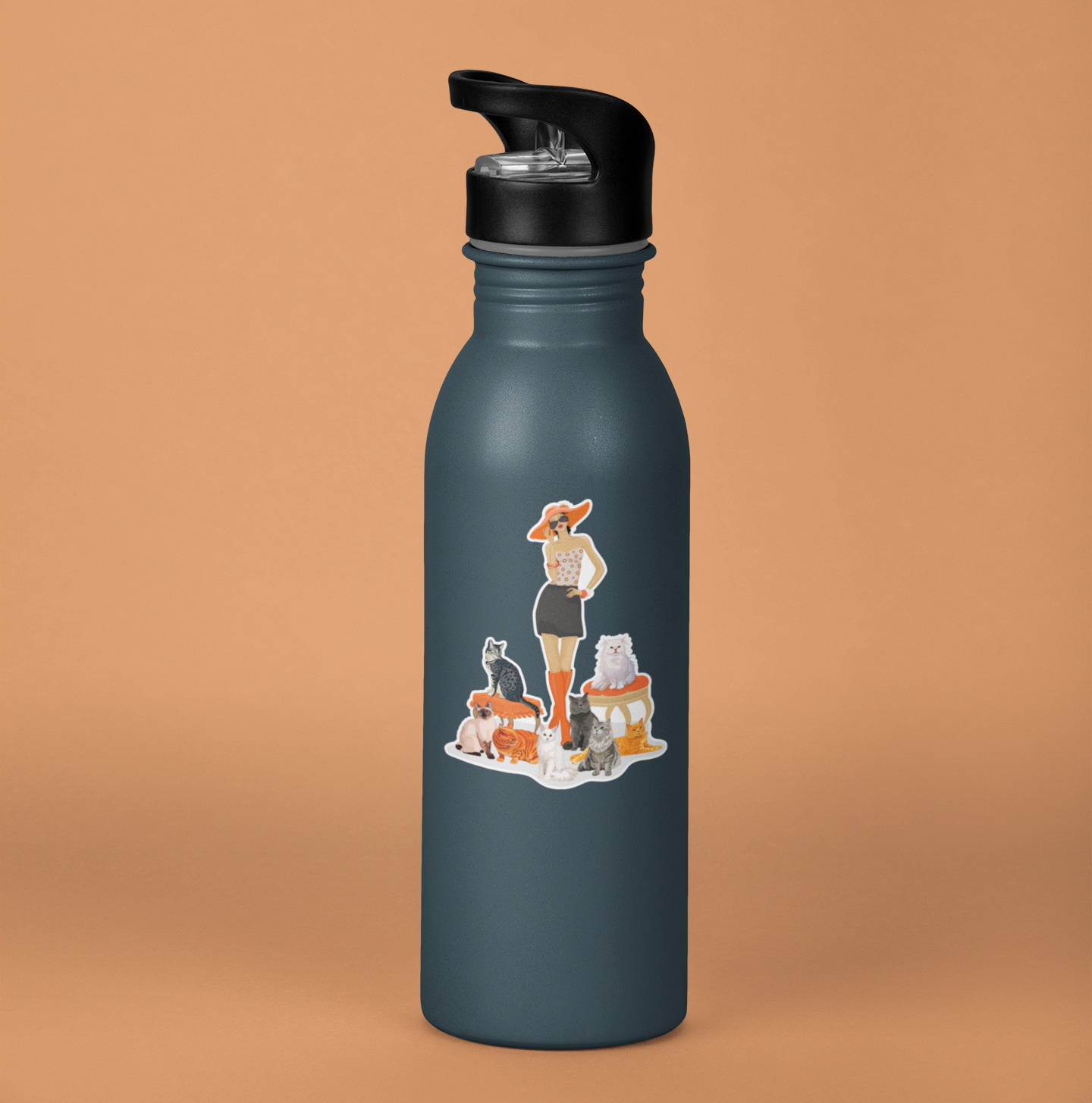 3.5" Cat Lady Sticker - Waterproof, Fade-Resistant Decal Stickers Woman with Cats