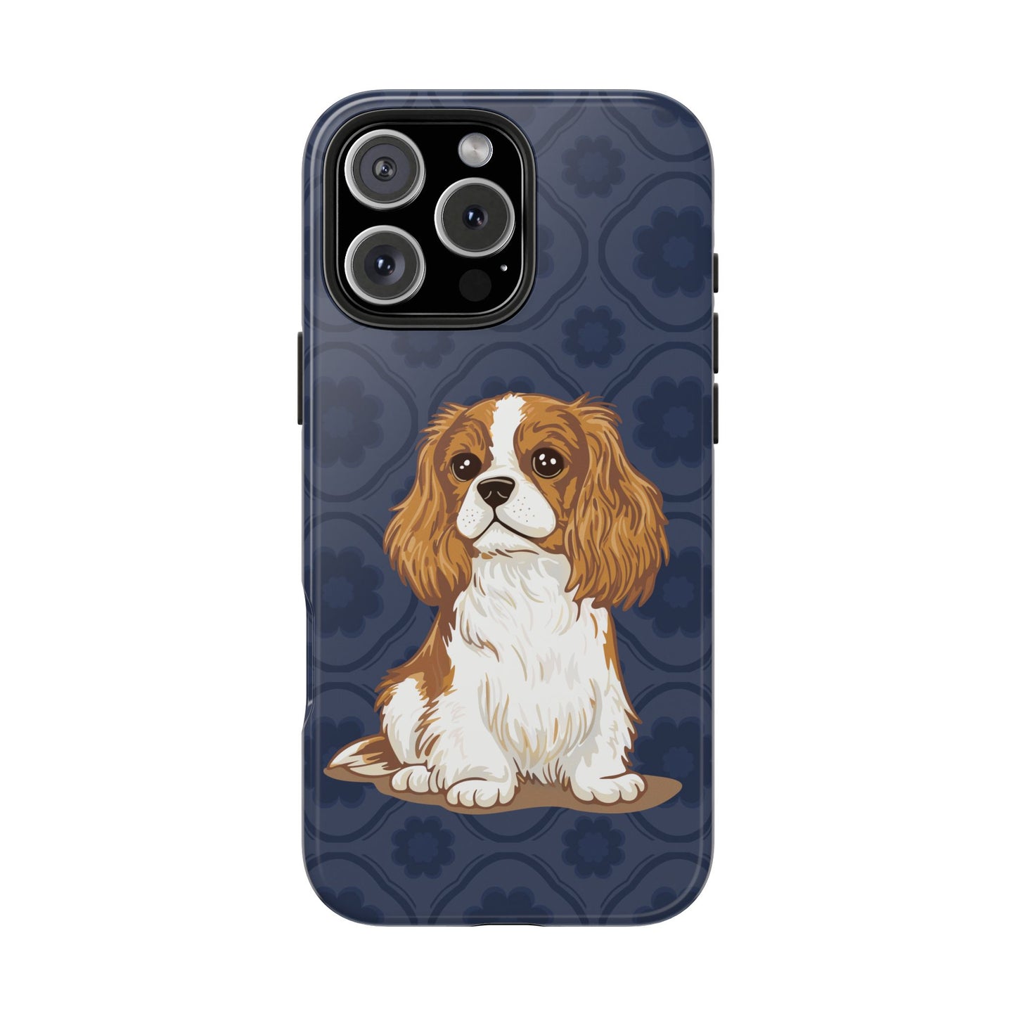 Cavalier King Charles Spaniel Dog Phone Case, Tough Phone Cases Pet Dogs Blue Pattern