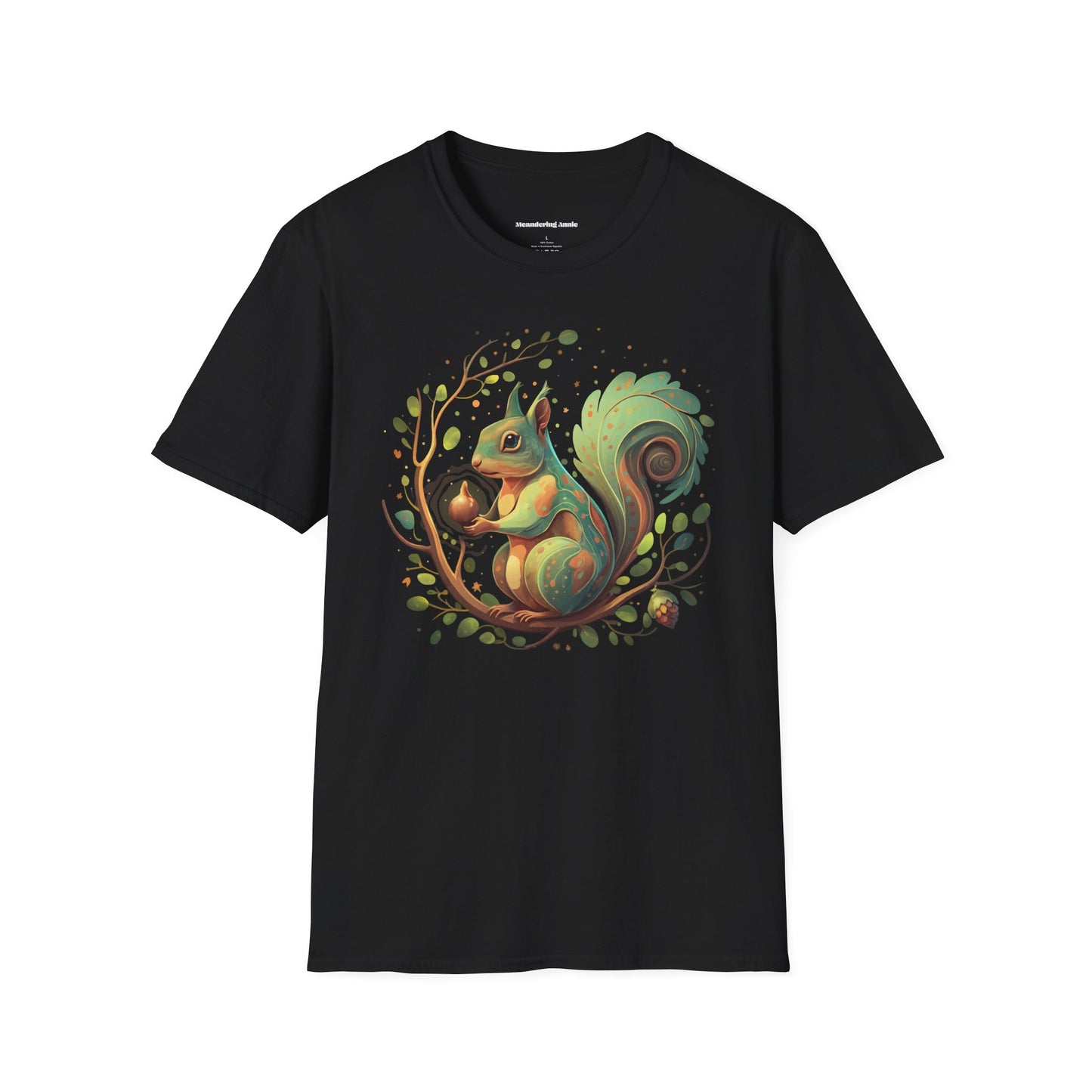 Magical Forest Squirrel Soft T-shirt Unisex Softstyle Tee Womens Mens Shirts