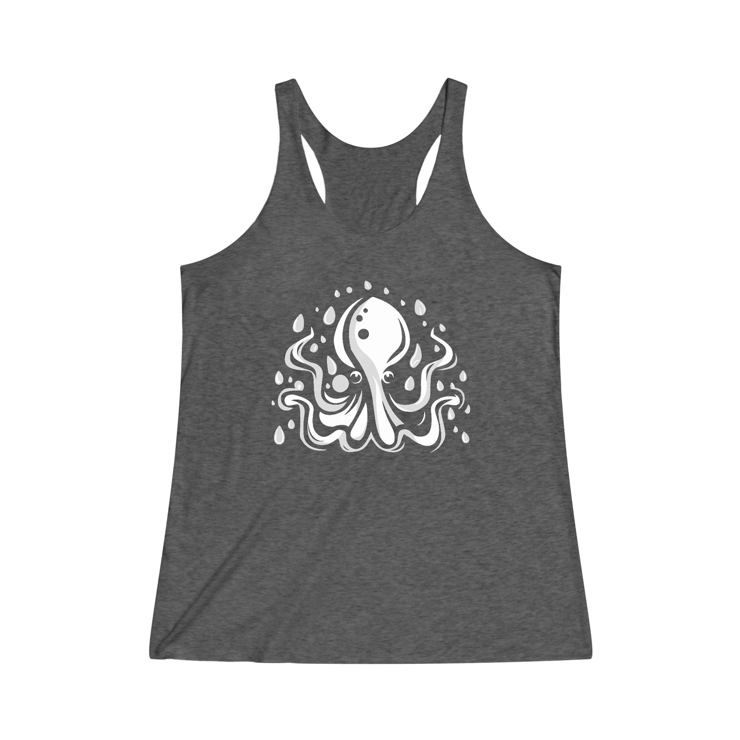 Elusive Octopus Ladies Tank Top Women's Tri-Blend Racerback Tank with Ocean Animal Octopi Print