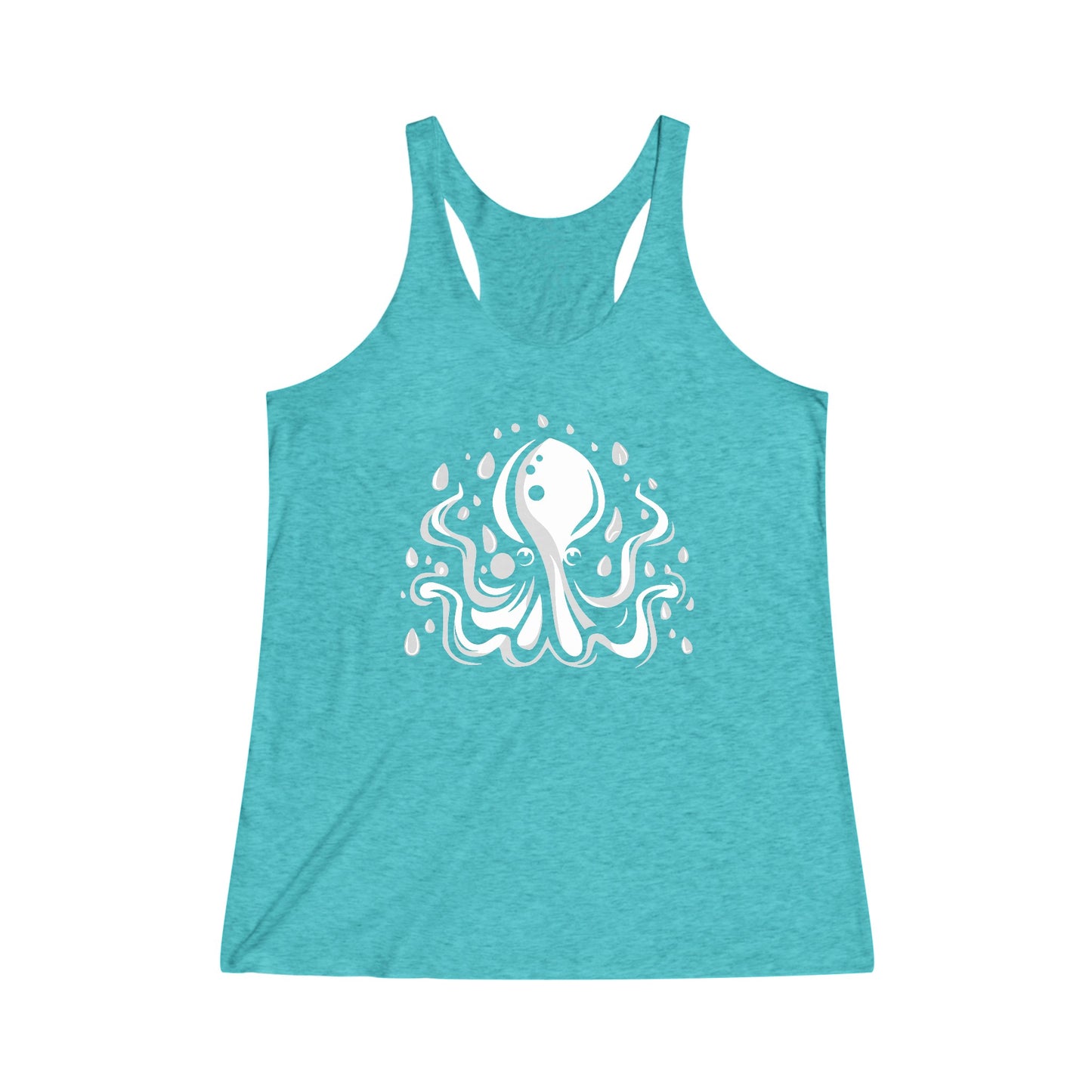 Elusive Octopus Ladies Tank Top Women's Tri-Blend Racerback Tank with Ocean Animal Octopi Print