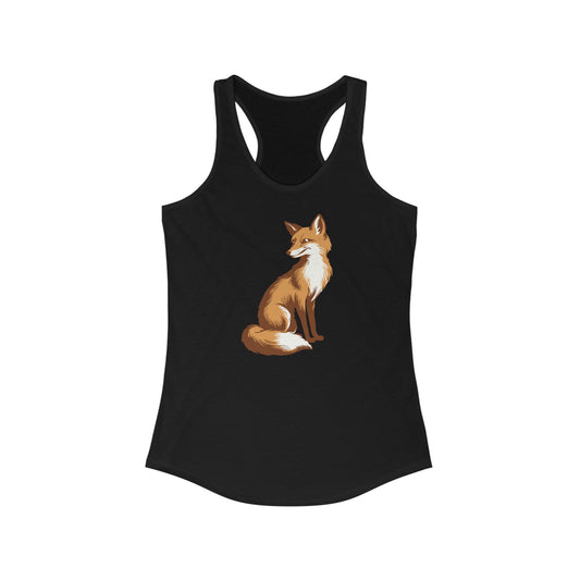 Fox Racerback Tank Top Women's Black Sleeveless Shirt Tank Top with Fox Art Print