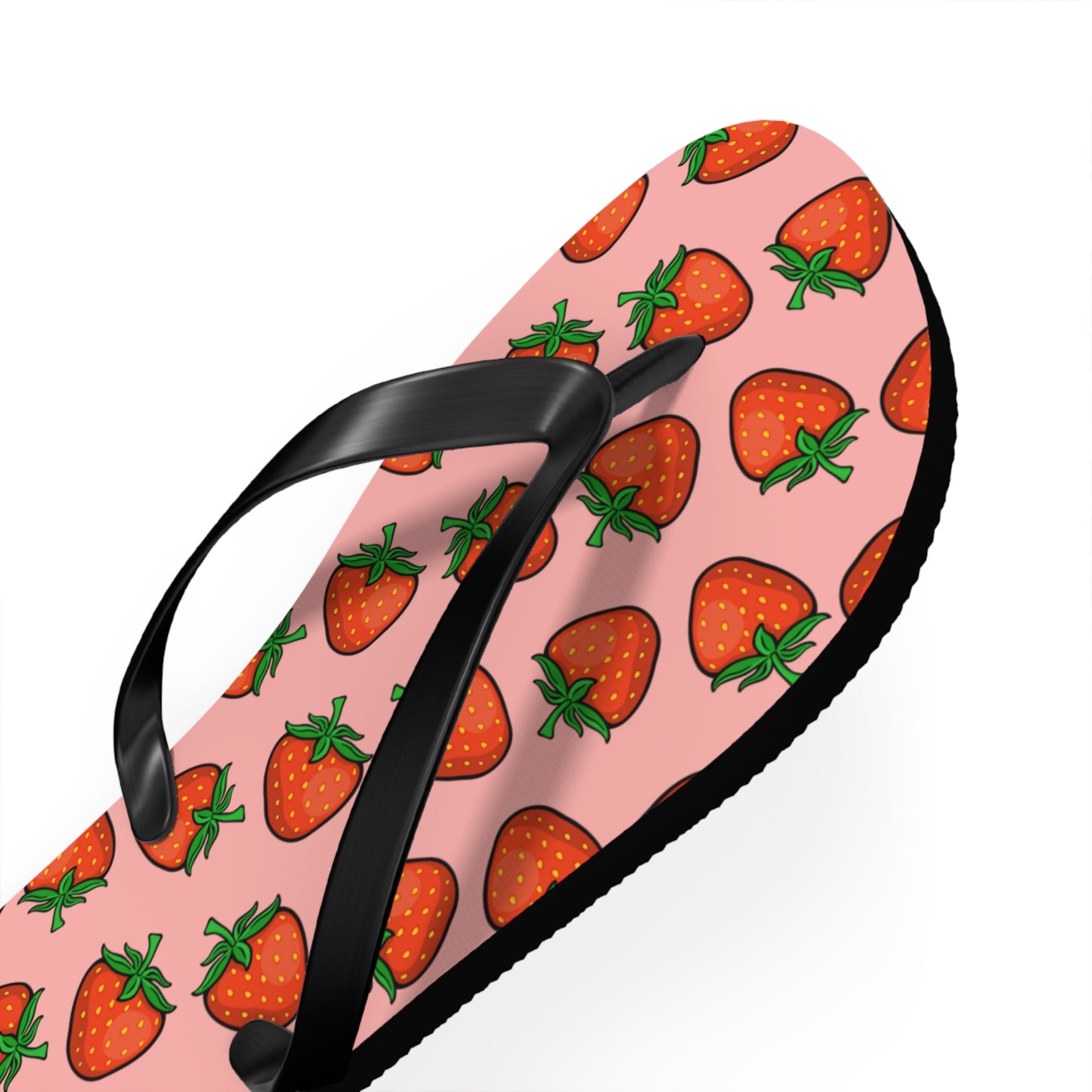Strawberry Pattern Flip Flops | Pink Strawberries Fruit Summer Beach Sandals, Women's Beach Pool Footwear