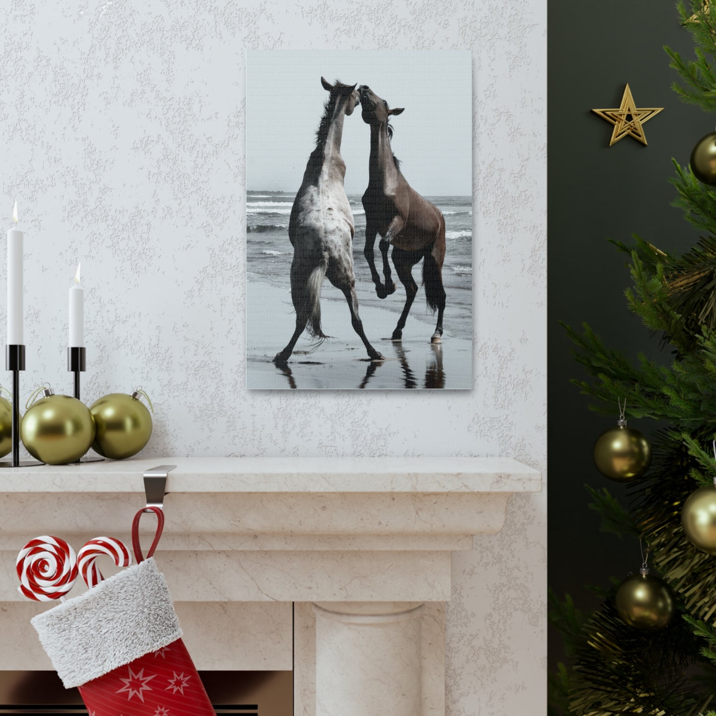 Wild Horses on the Beach Photography Canvas Gallery Wraps - Photography Wall Art Canvas Print of Horses in Mazatlan, Mexico