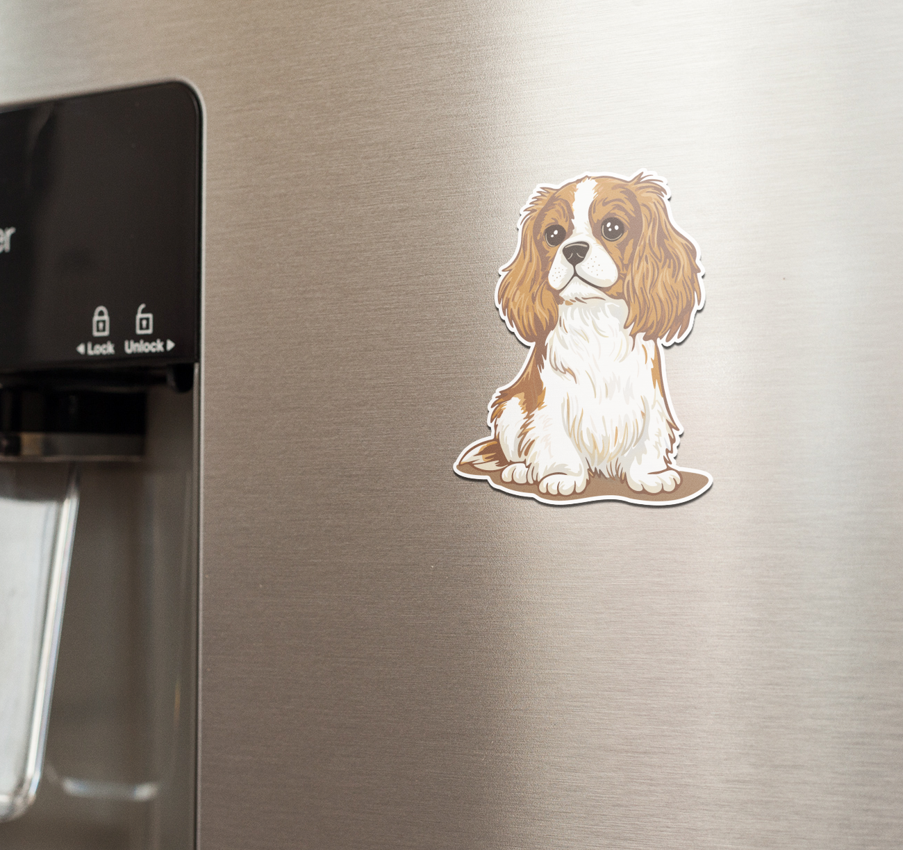 Cavalier King Charles Spaniel Magnets, 2 Pack Blenheim & Tricolor Cavaliers Dog Vinyl Fridge Magnet Bundle