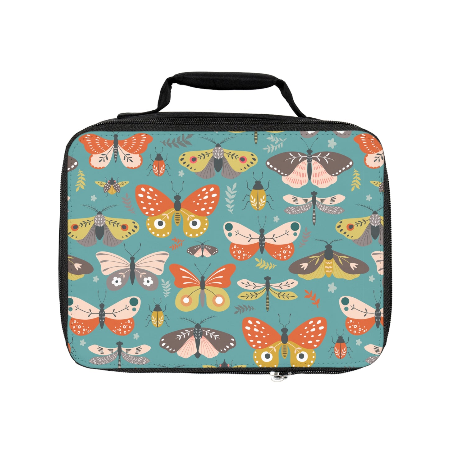 Flutter Frolic Moth, Butterfly, Dragonfly Lunch Bag Insulated School Beach Picnic Fabric Lunch Box