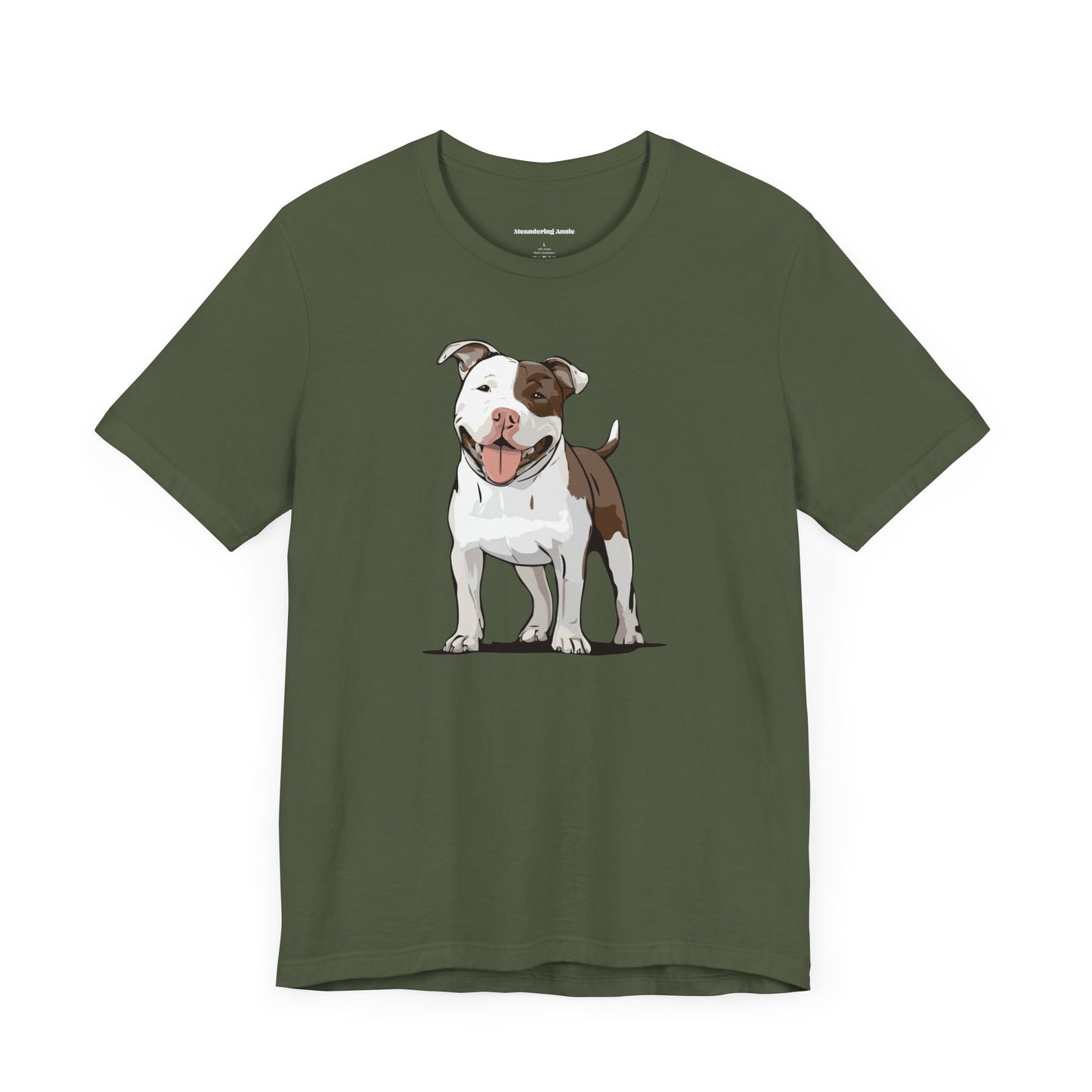 Ollie Dog T-shirt Mens Womens Unisex Jersey Cotton Short Sleeve Tee with Pitbull Dog Pet Design