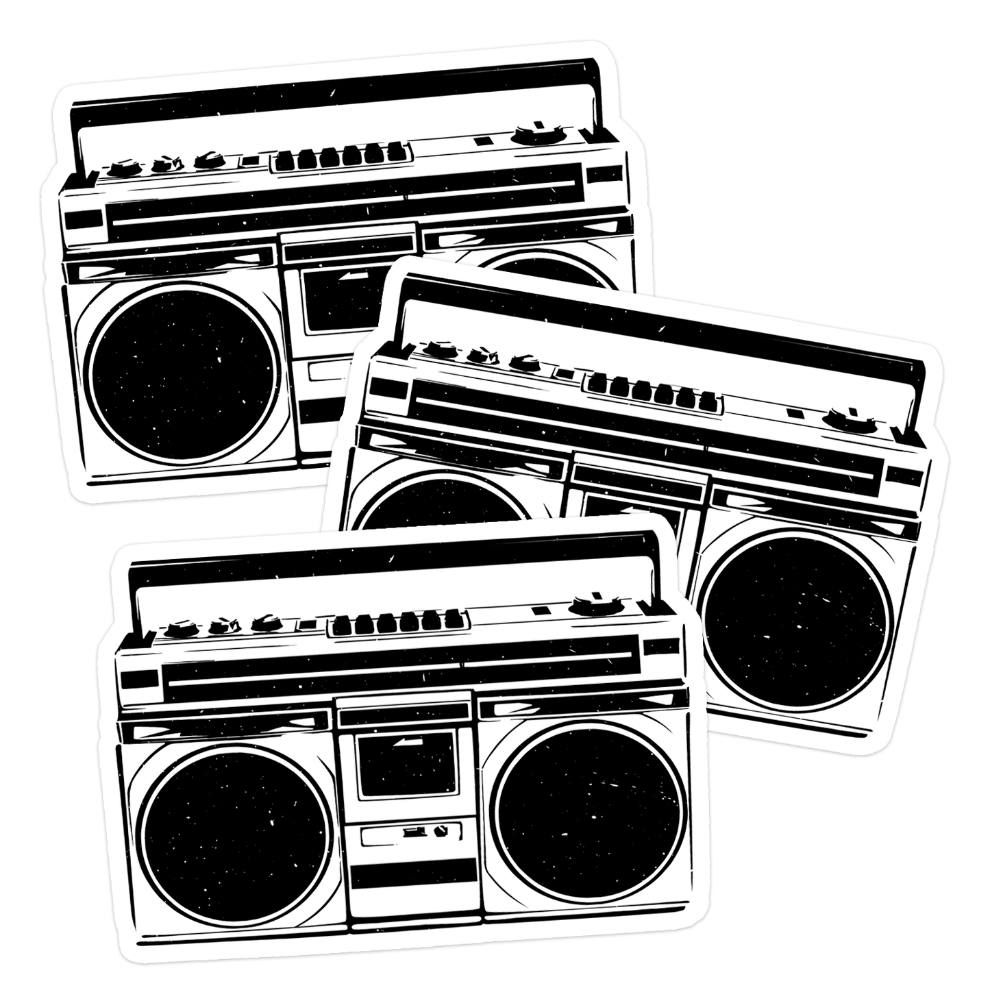 3" Retro Boombox Sticker, Nostalgic 80s 90s Stereo Vinyl Stickers Decal Stickers Waterproof Outdoor Decals for Laptop, Car, Water Bottle
