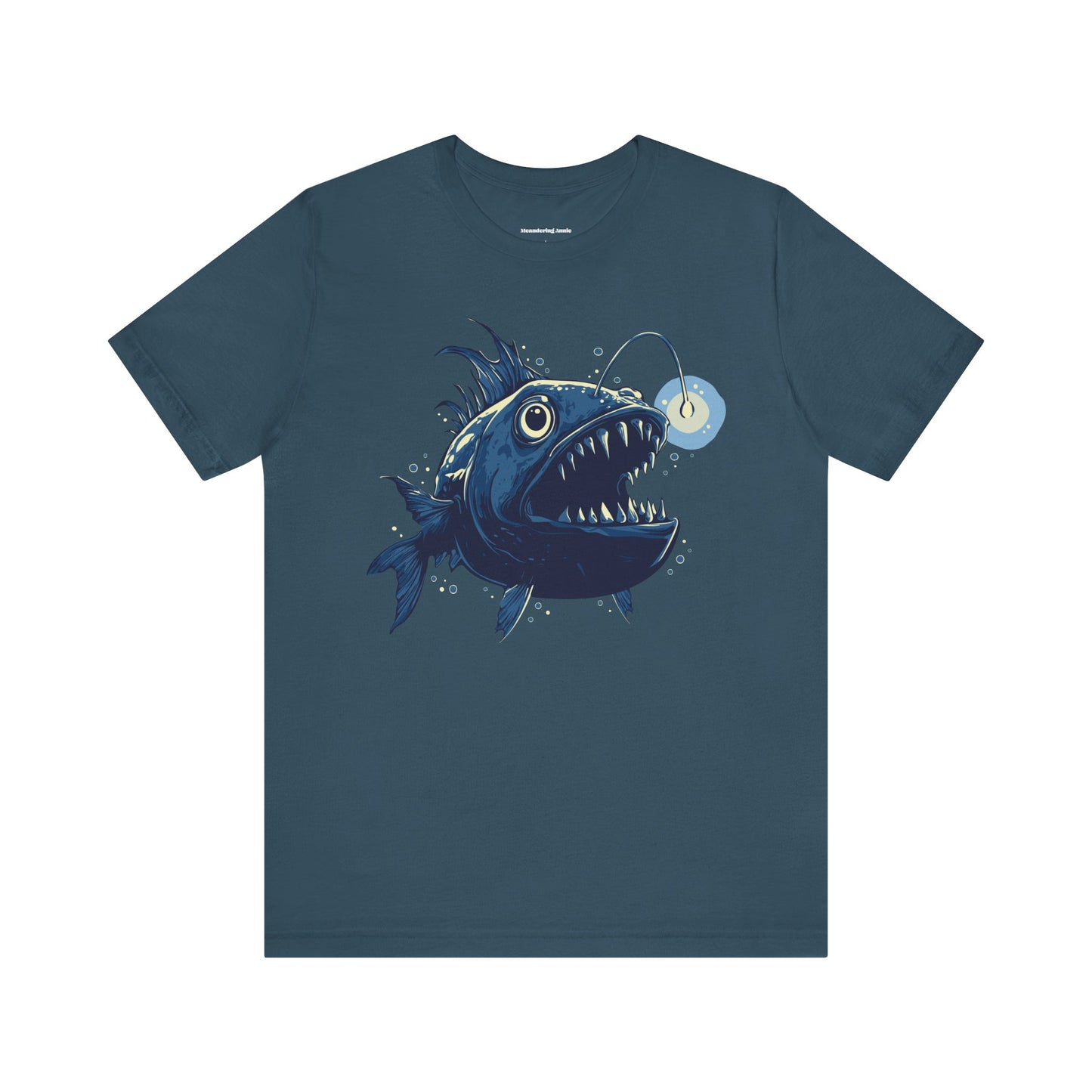 Deep Sea Anglerfish T-shirt, Ocean Life Angler Fish Bioluminescent Lure Tee - Short Sleeve Cotton Tees Mens Womens Unisex