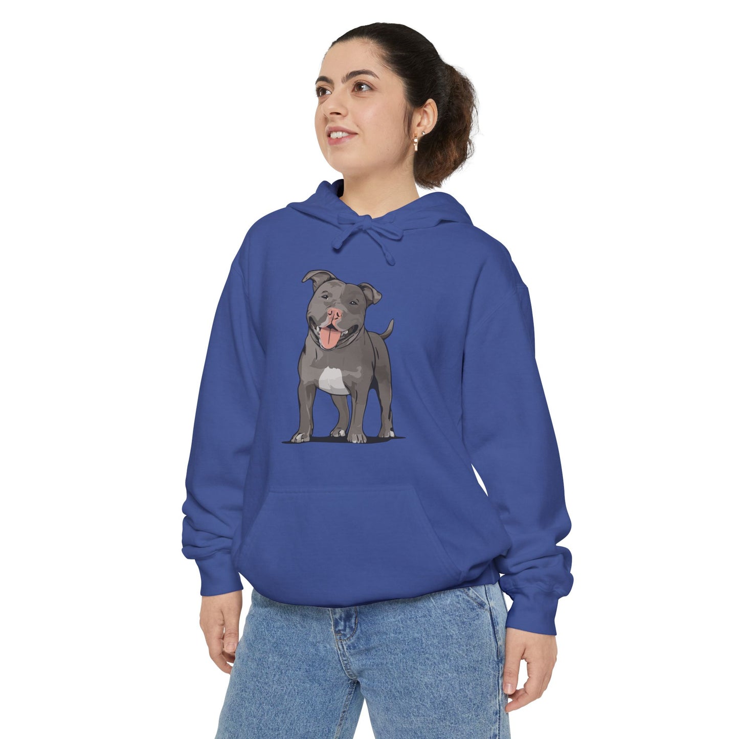 American Pit Bull Terrier Dog Hoodie, Cozy Pullover Hooded Sweatshirt, Gray Pitbull Dogs Hoodies Sweatshirts