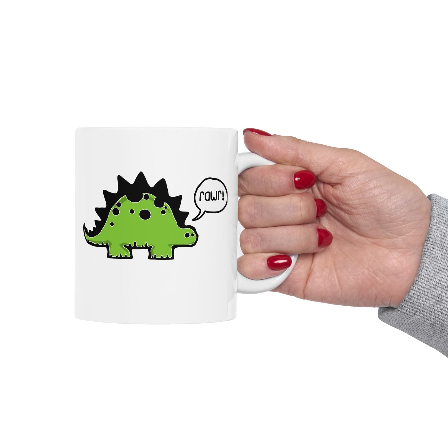 Rawr! Dino Stegosaurus Dinosaur Ceramic Coffee Tea Mug 11oz - Coffee Cup with Dinosaur Design