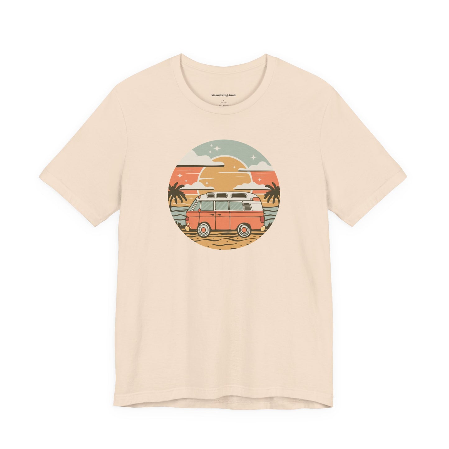 Vintage Surf Van T-Shirt | Retro Beach Sunset, Palm Trees, Camping Vanlife Tee California Travel