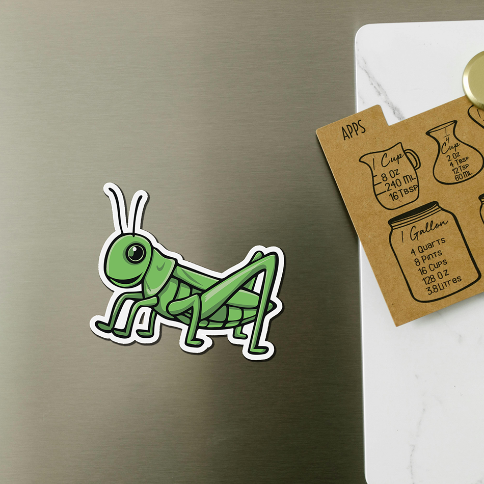 Grasshopper Magnet - 3" Grasshoppers Insect Bugs Vinyl Fridge Magnets Indoor Outdoor Grass Hopper Bug Bundle