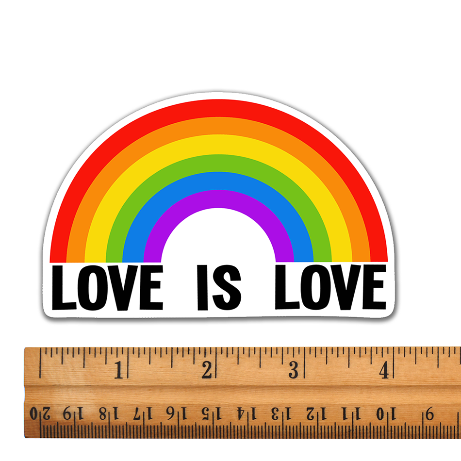 Love Is Love Rainbow Vinyl Sticker - 4" Pride Month Rainbows LGBTQIA+ Decals Waterproof Outdoor Stickers