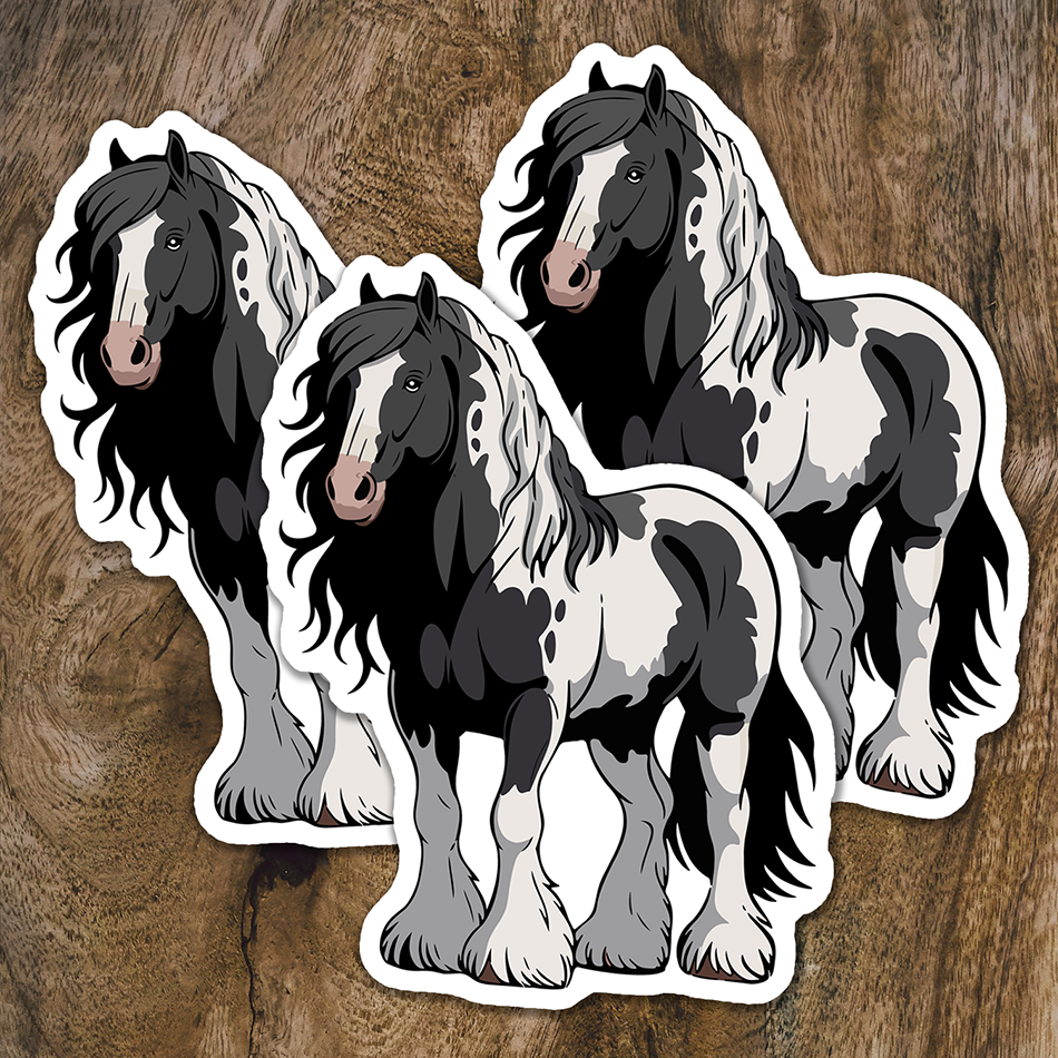 3" Gypsy Vanner Horse Sticker - Spotted Irish Romani Cob Horses Decal Stickers Waterproof