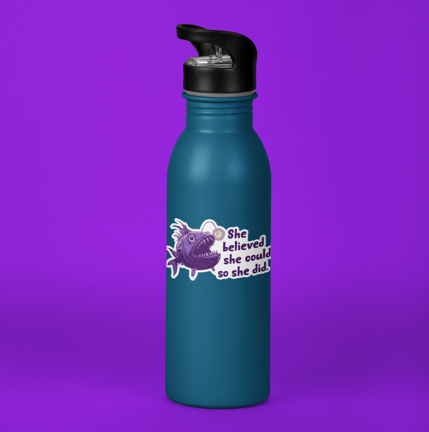 3.75" She Believed She Could Anglerfish Sticker - Deep Sea Angler Fish Decal Stickers