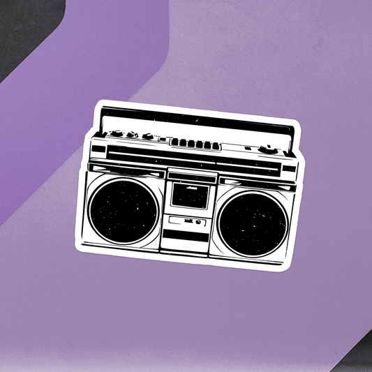 3" Retro Boombox Sticker, Nostalgic 80s 90s Stereo Vinyl Stickers Decal Stickers Waterproof Outdoor Decals for Laptop, Car, Water Bottle