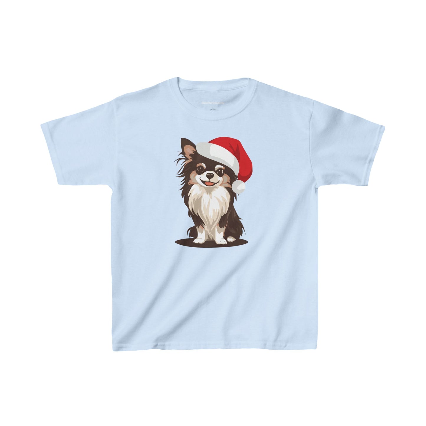 Christmas Long Haired Chihuahua Kids T-shirt, Festive Dog Holiday Xmas Santa Dogs Children's Tee, Winter Clothes Youth Boys Girls