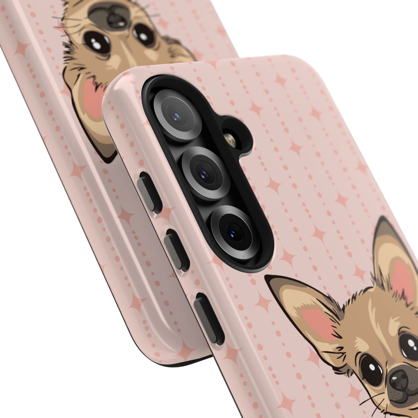 Tan Chihuahua Puppy Dog Phone Case, Tough Phone Cases Pet Dogs Retro Pink Pattern