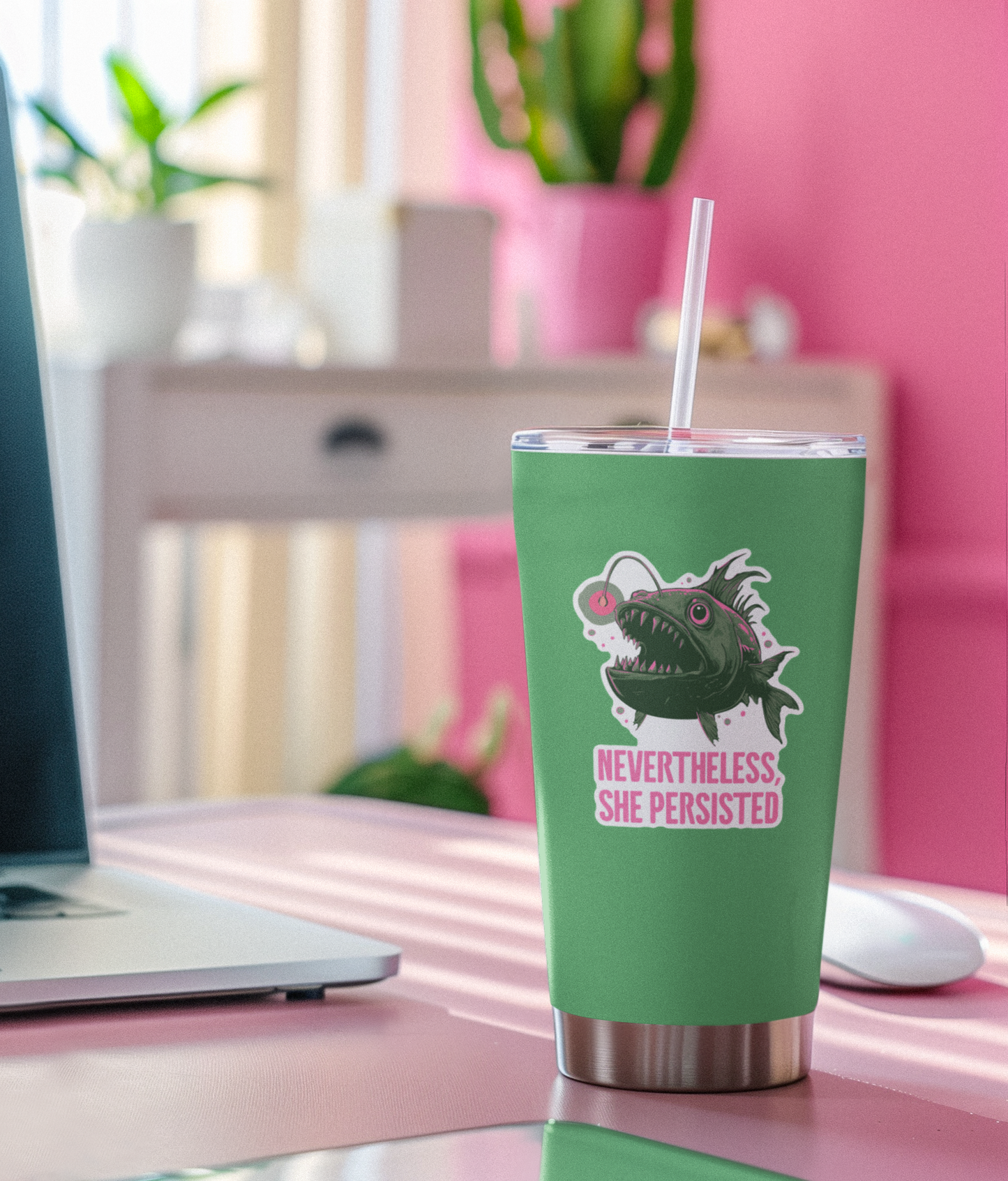 3.5" Anglerfish Nevertheless, She Persisted Sticker - Deep Sea Angler Fish Decal Stickers