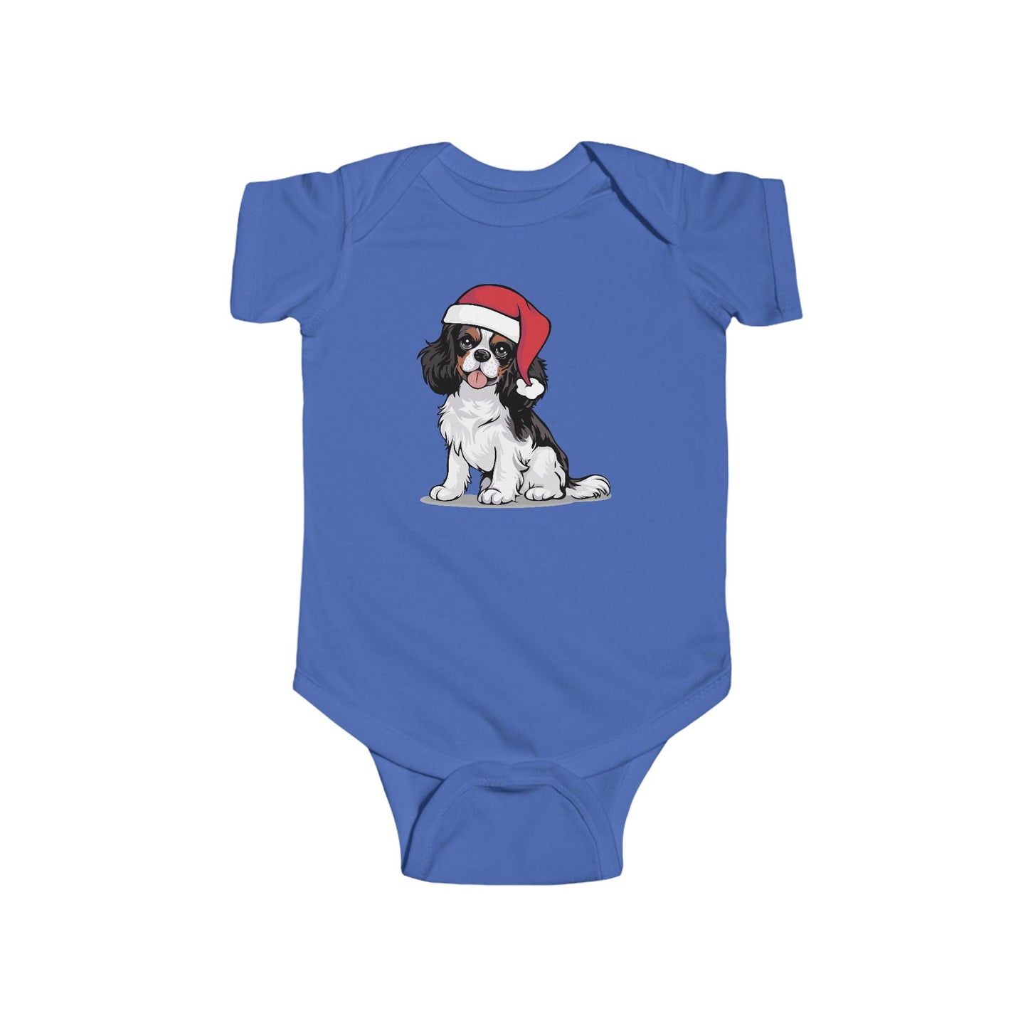 Christmas Cavalier King Charles Spaniel Dog Baby One Piece, Festive Holiday Xmas Santa Dogs Infant Bodysuit, Clothes For Babies