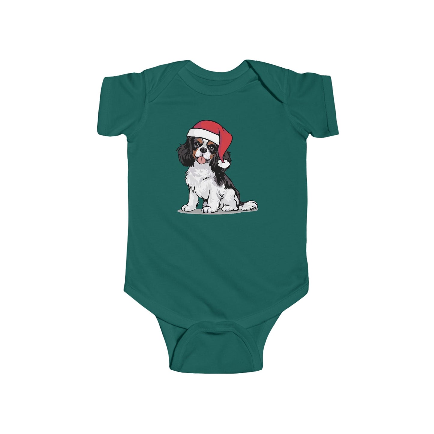 Christmas Cavalier King Charles Spaniel Dog Baby One Piece, Festive Holiday Xmas Santa Dogs Infant Bodysuit, Clothes For Babies