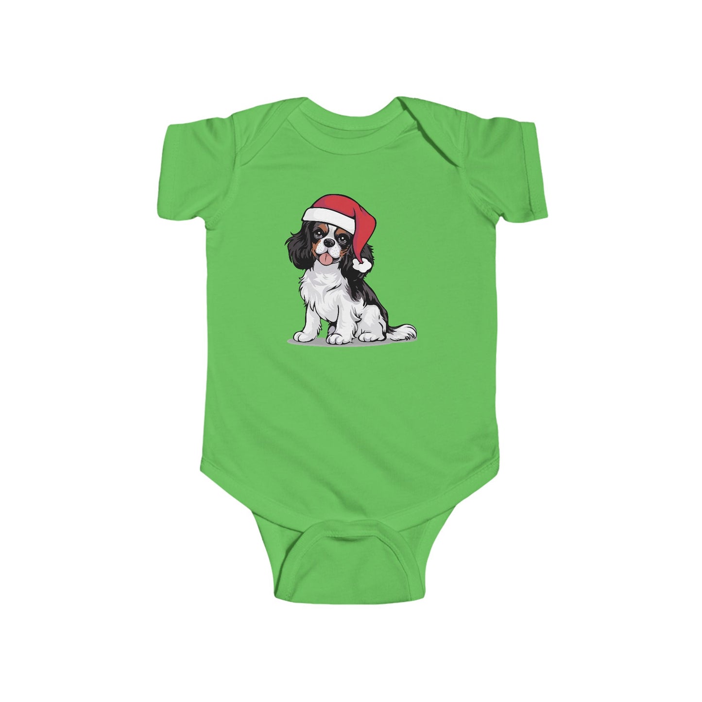 Christmas Cavalier King Charles Spaniel Dog Baby One Piece, Festive Holiday Xmas Santa Dogs Infant Bodysuit, Clothes For Babies