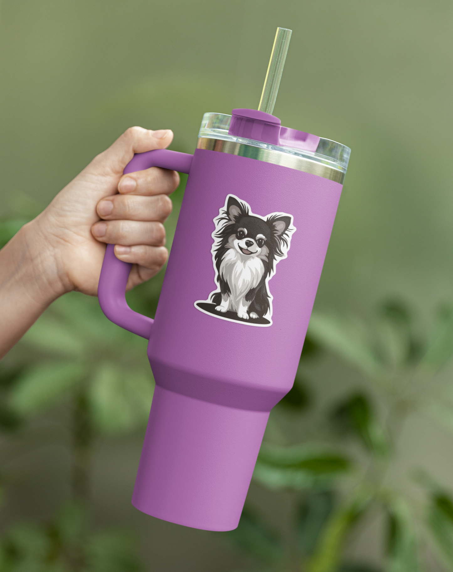 3.5" Black Long Haired Chihuahua Puppy Dog Sticker - Waterproof, Fade-Resistant Vinyl Decal Stickers