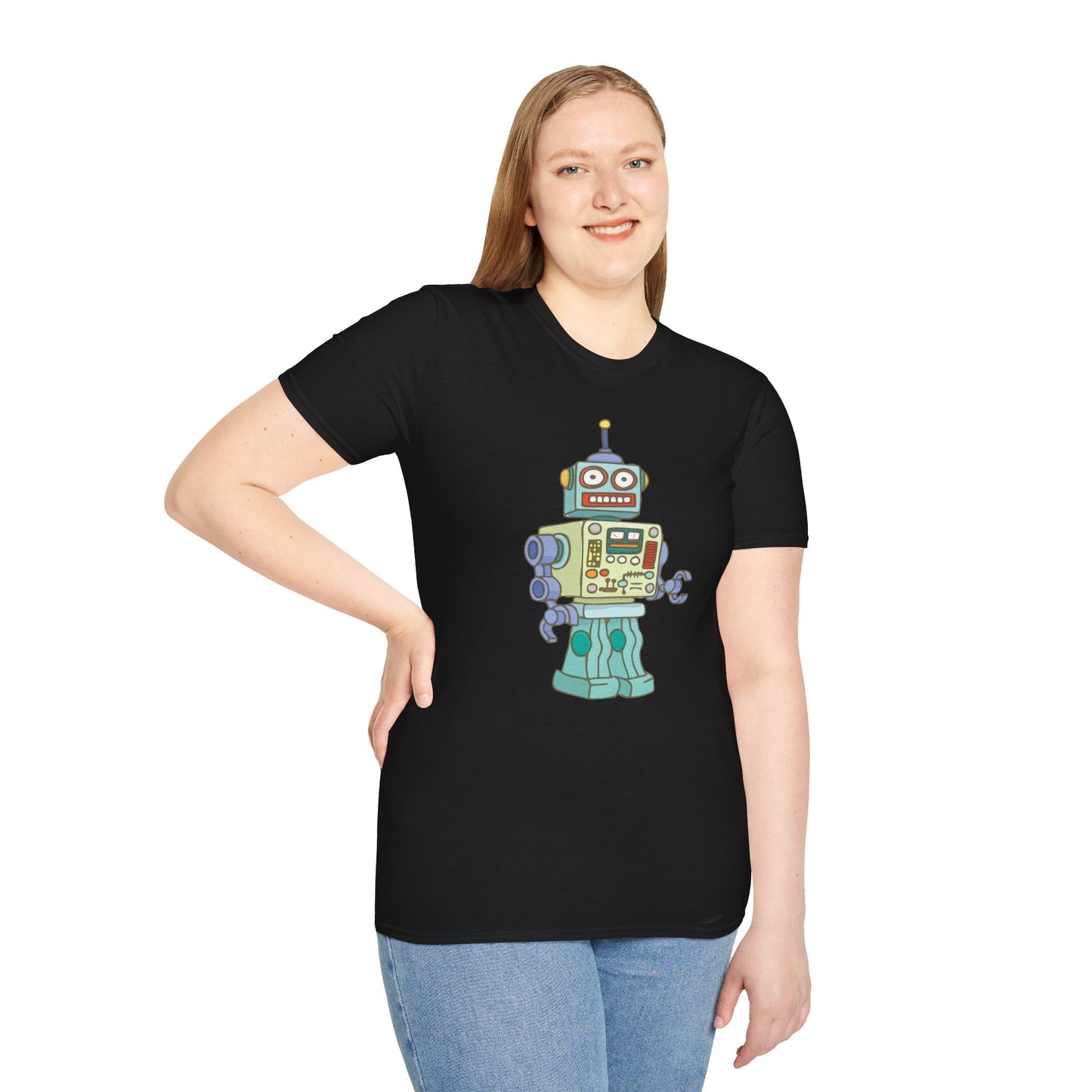 Robot Soft T-shirt Unisex Mens Womens Softstyle Tee with Fun Robots Design