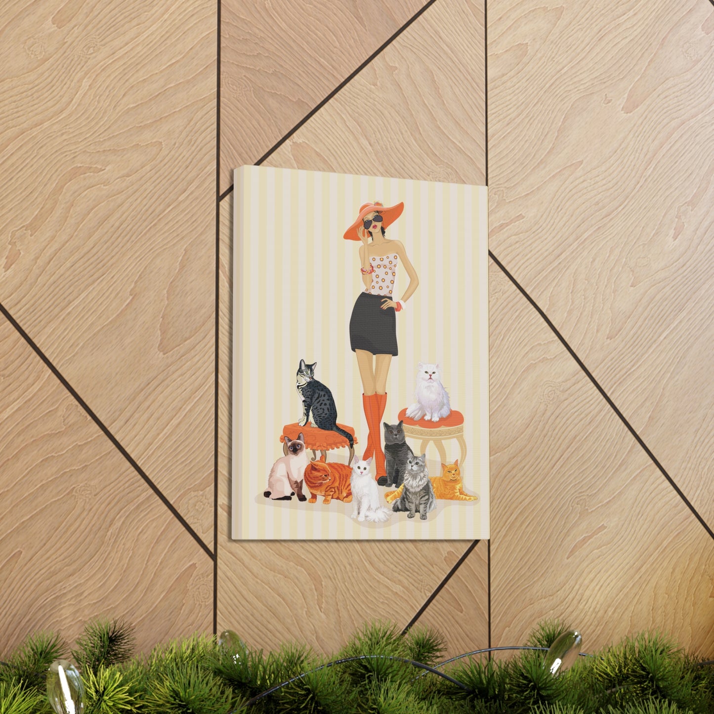 Childless Cat Lady Canvas Gallery Wrap Art Print - Crazy Cat Ladies Cat Mom Wall Art Home Decor